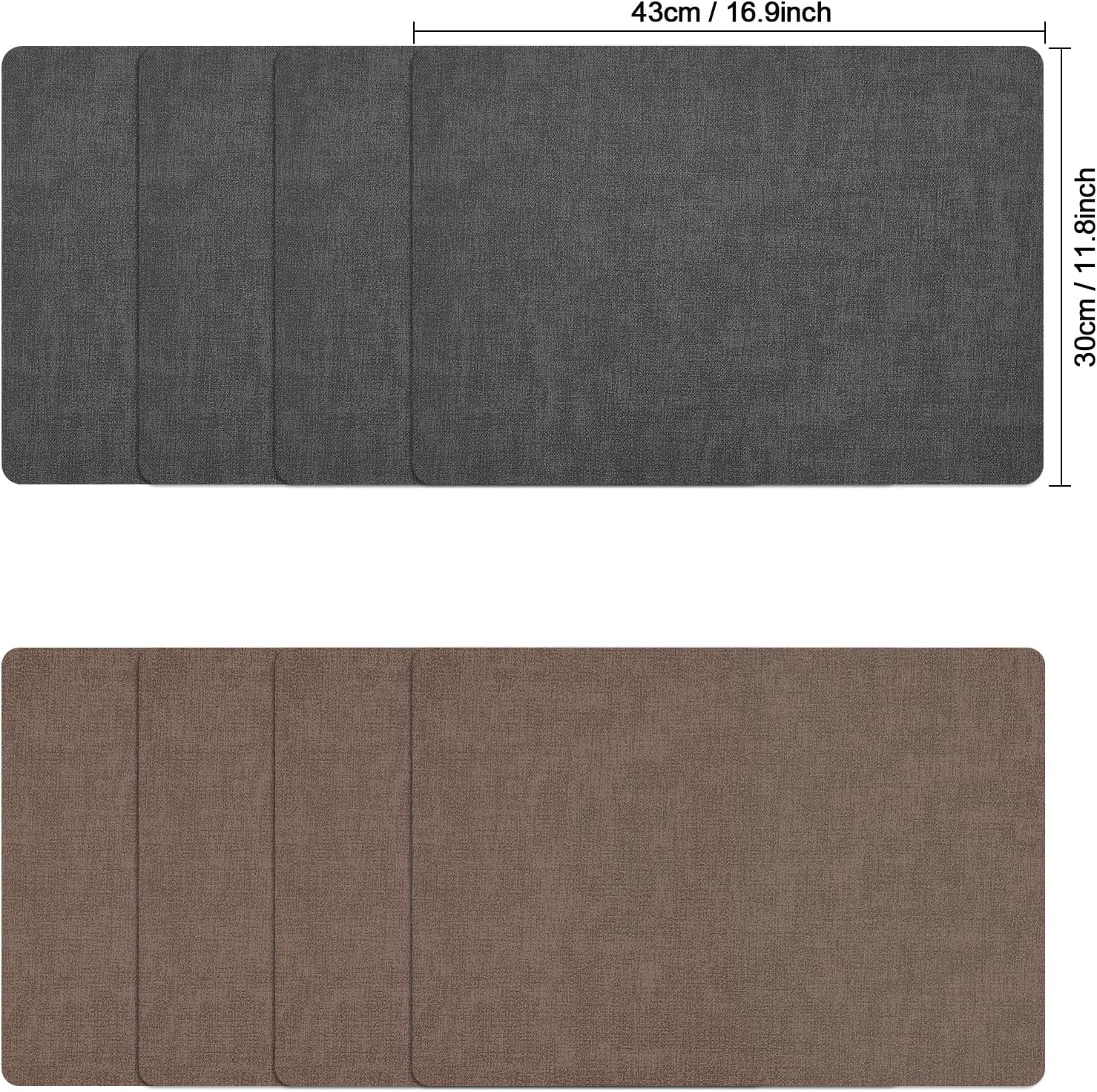 Myir JUN Faux Leather Placemats Set of 6, Dual Sided Waterproof Place Mats | Heat Resistant Wipeable Vinyl Table Mat