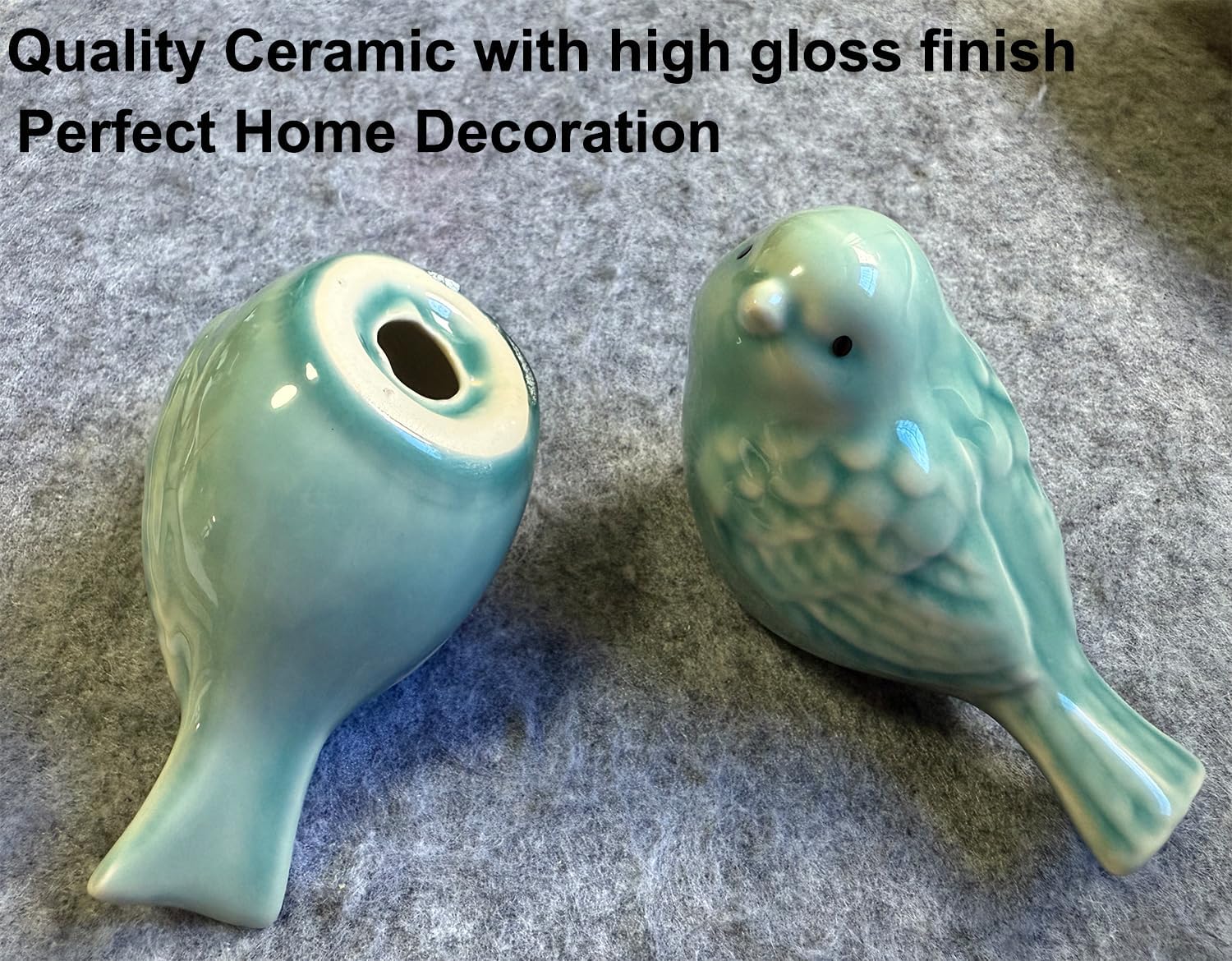 Ceramic Bird Figurines / Light Green / Set of 2