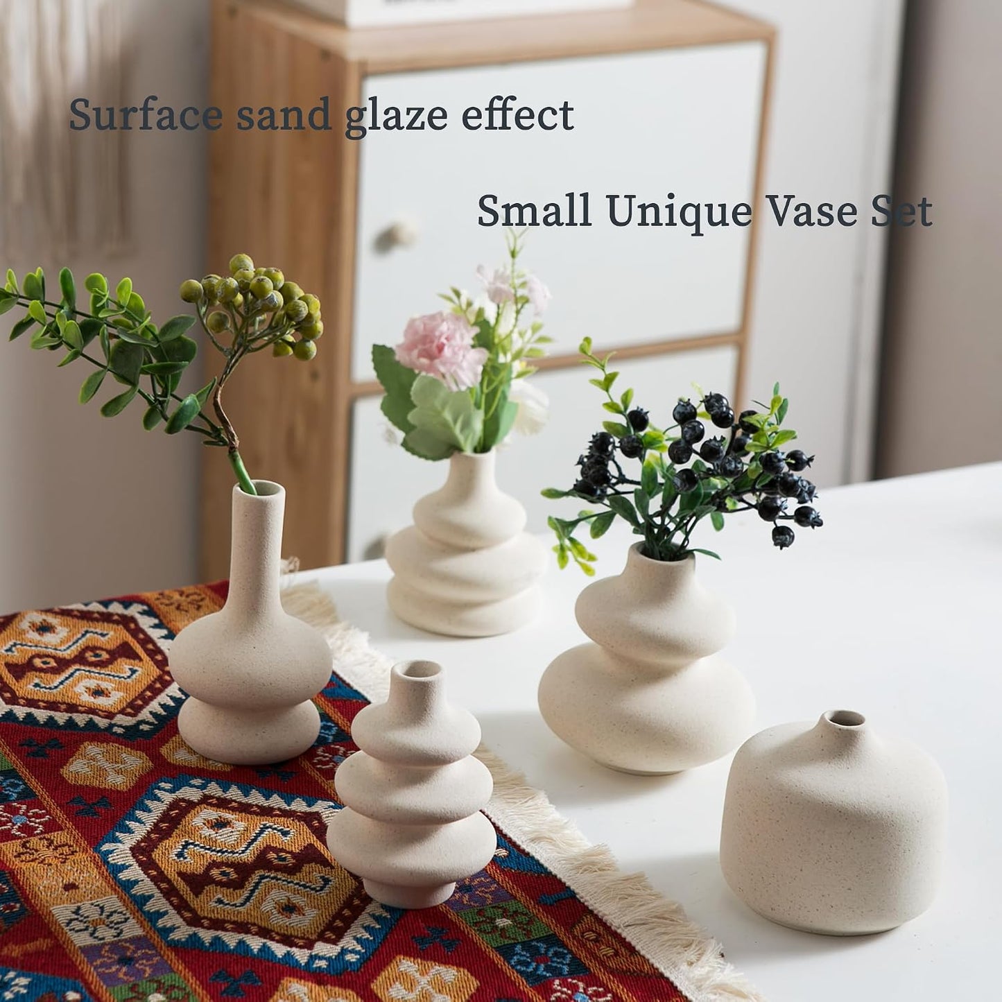 Small White Ceramic Vases / Matte White Vase / Set of 5