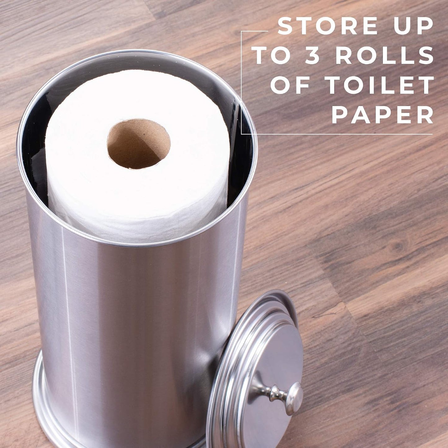 JS Jackson Supplies Free Standing Extra Large Toilet Paper Holder - Stainless Steel