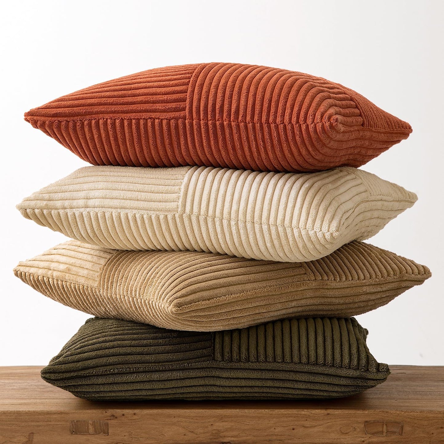 Rust-Olive Green Decorative Throw Pillow Covers Boho / 18 x 18 / Rust Olive Green / Set of 4