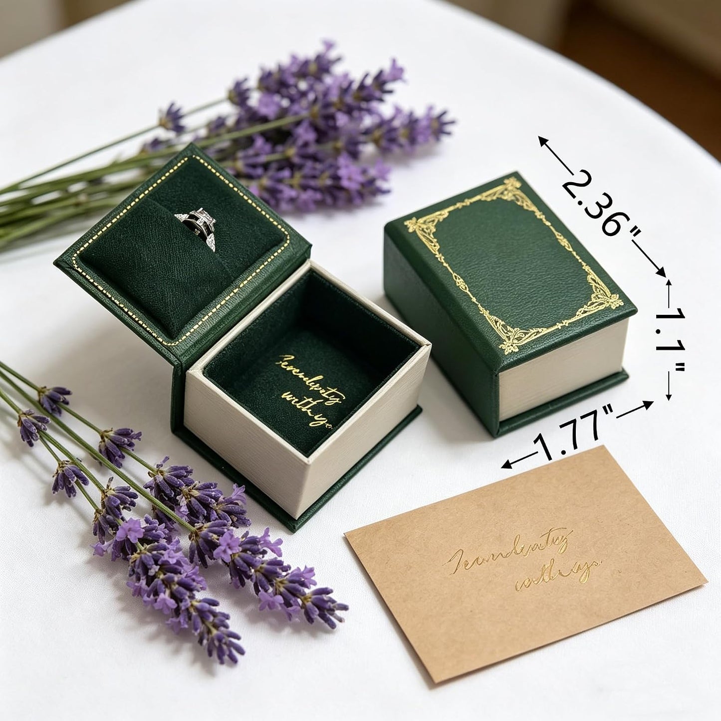Book Shaped Ring Box / Dark Green-book