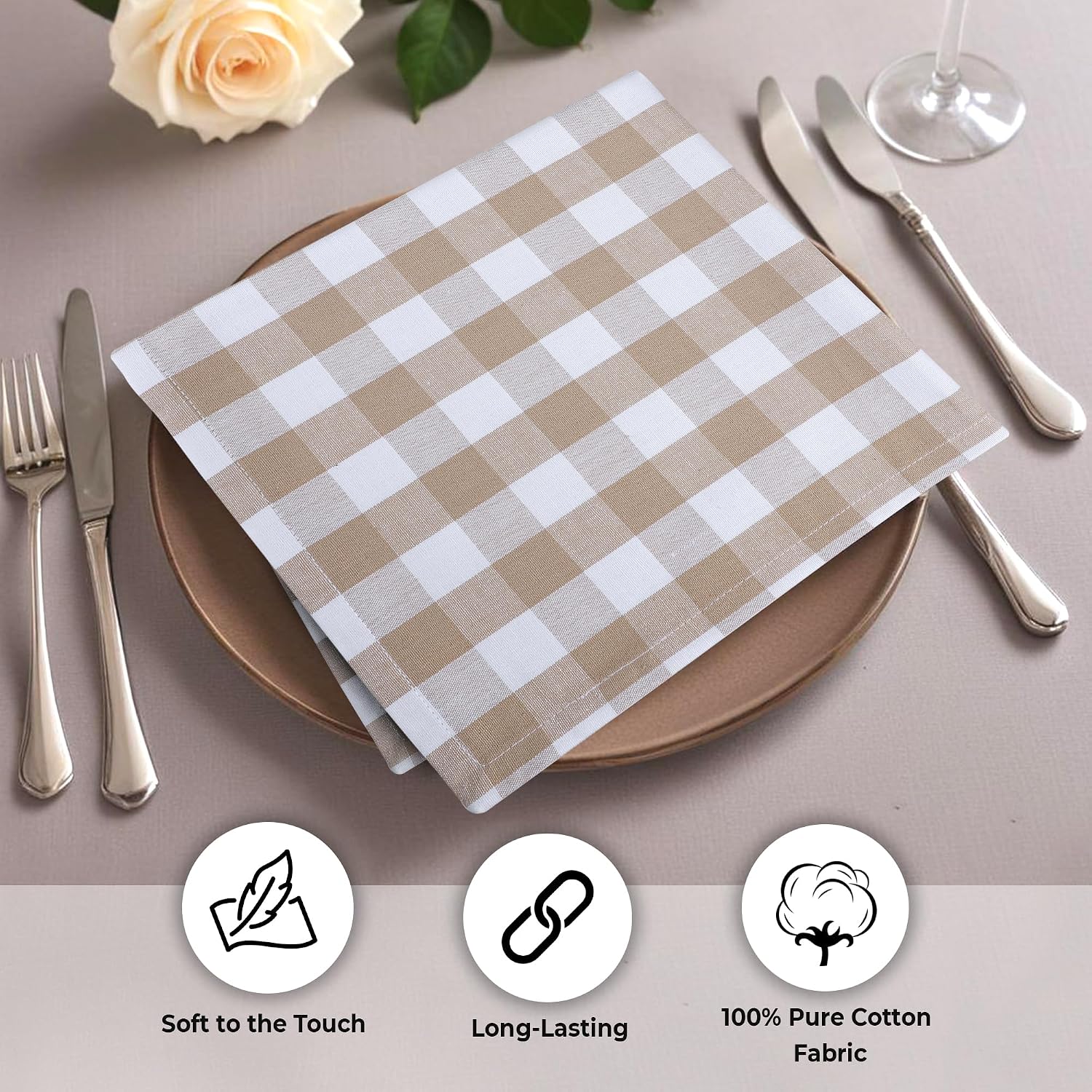 Urban Villa Cloth Napkins Cotton 20x20 (Set of 6) Taupe