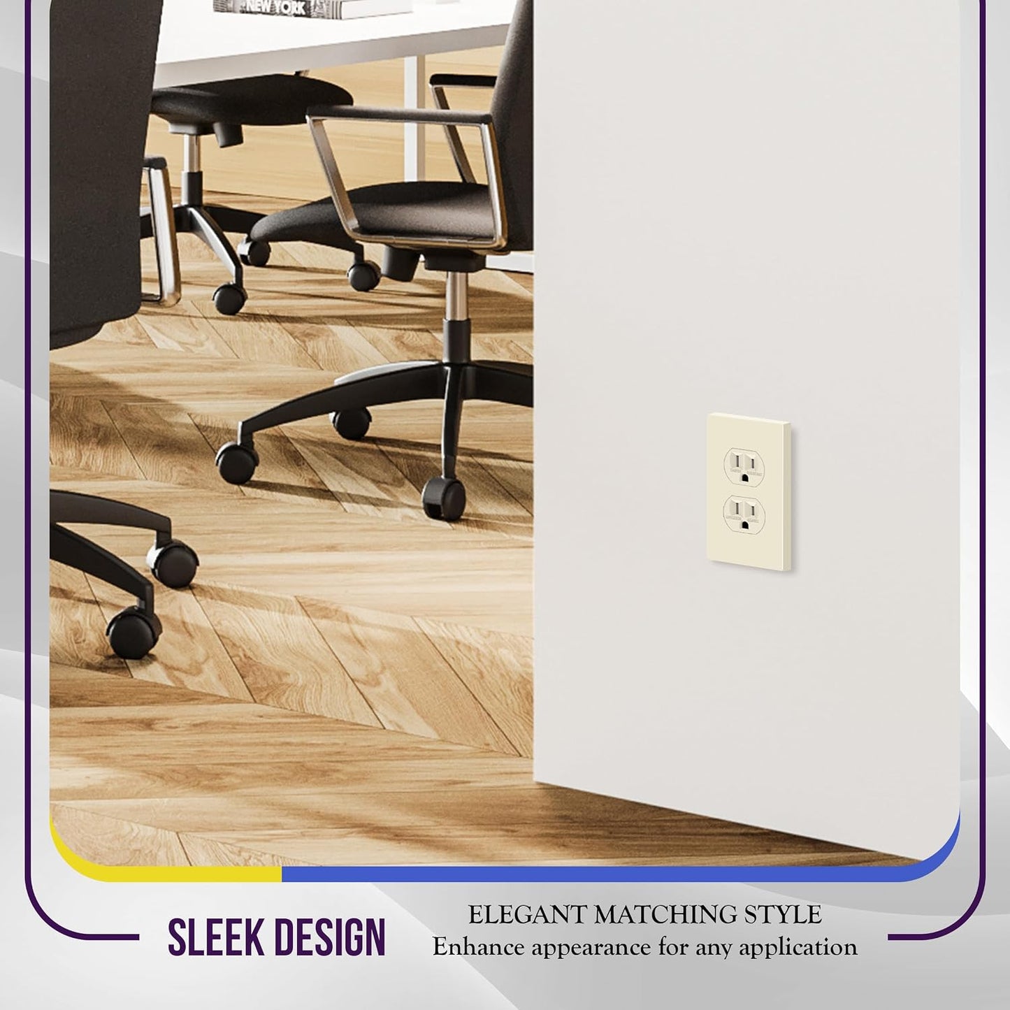 ENERLITES Duplex Outlet Receptacle Cover, Screwless Wall Plate, Standard Size, 1-Gang 4.68" x 2.93", Unbreakable