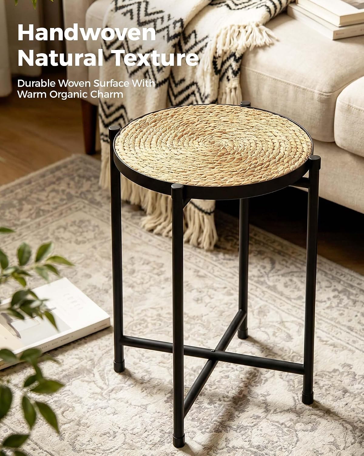 Bamworld Indoor Plant Stand Tall Plant Table Corner Plant Stool Boho Small Plant Holder Single Flower Stand for Large