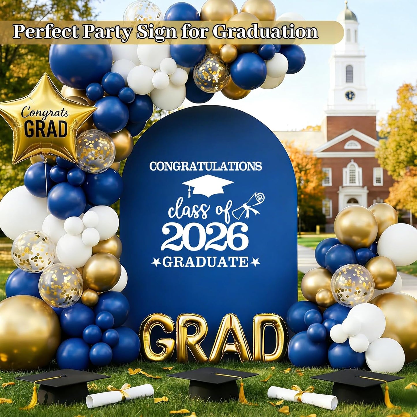 White Congratulations Class of 2026 Graduate Decals Graduation Decals for Arch Backdrop / White 02
