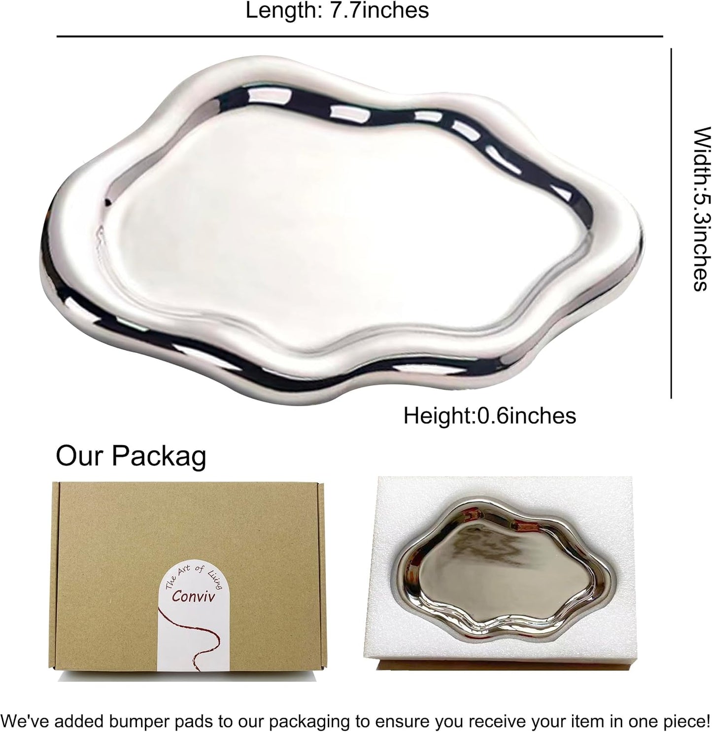 Ceramic Jewelry Tray / Silver
