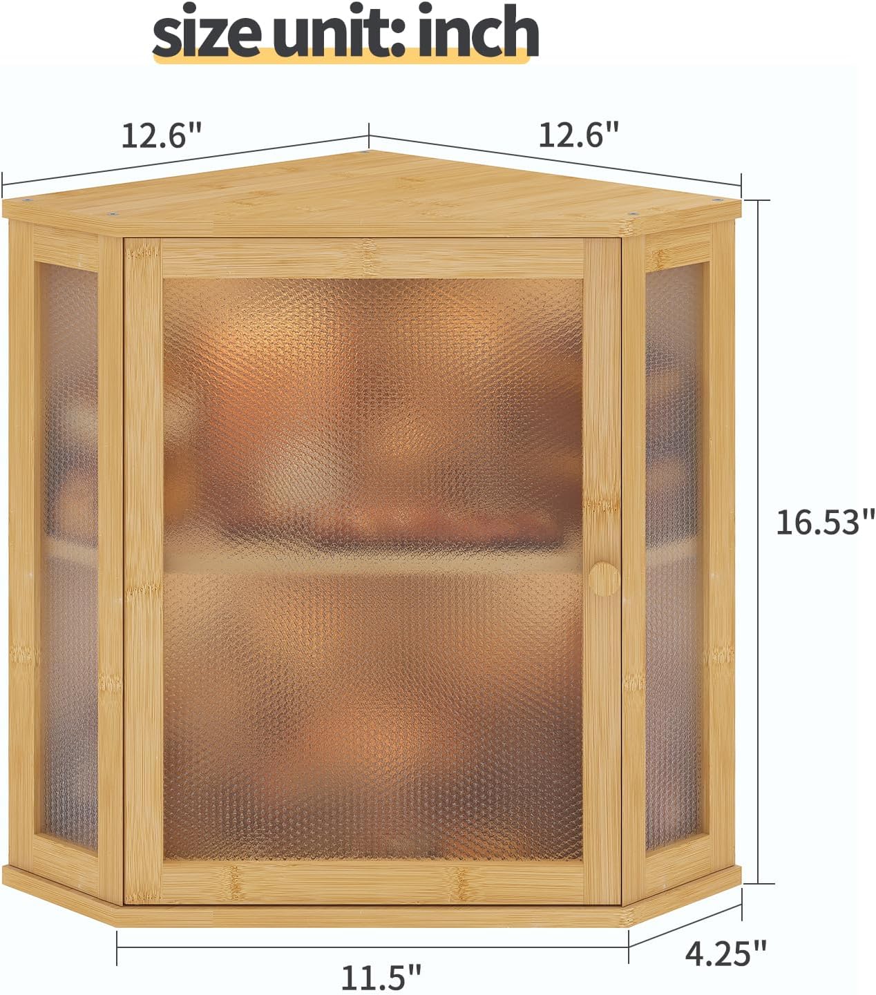 Corner Bread Box for Kitchen Countertop,Bread Storage for Homemade Bread, Double Layer Large Bamboo Kitchen Storage Bin