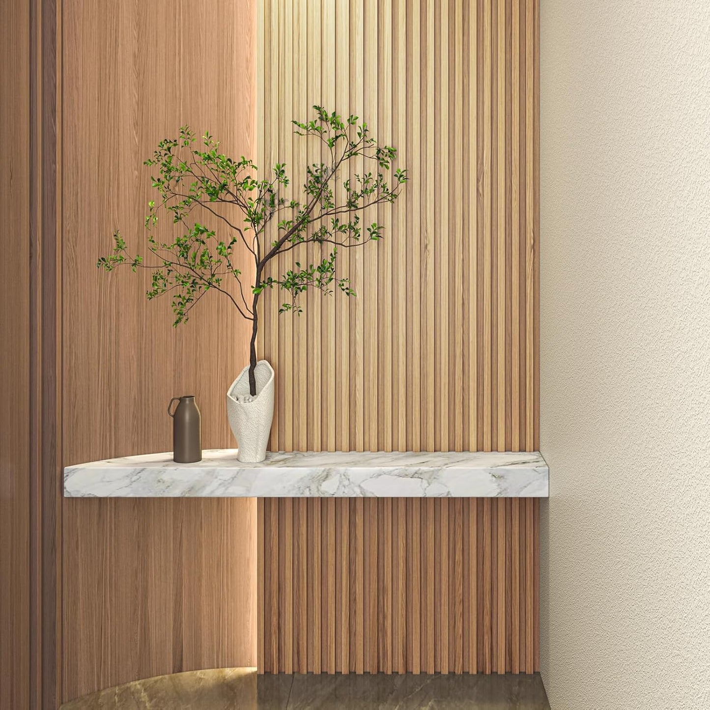 Slat Wood Wall Paneling for Interior and Ceiling Decoration / 108 x 5.7 / Oak / Set of 4