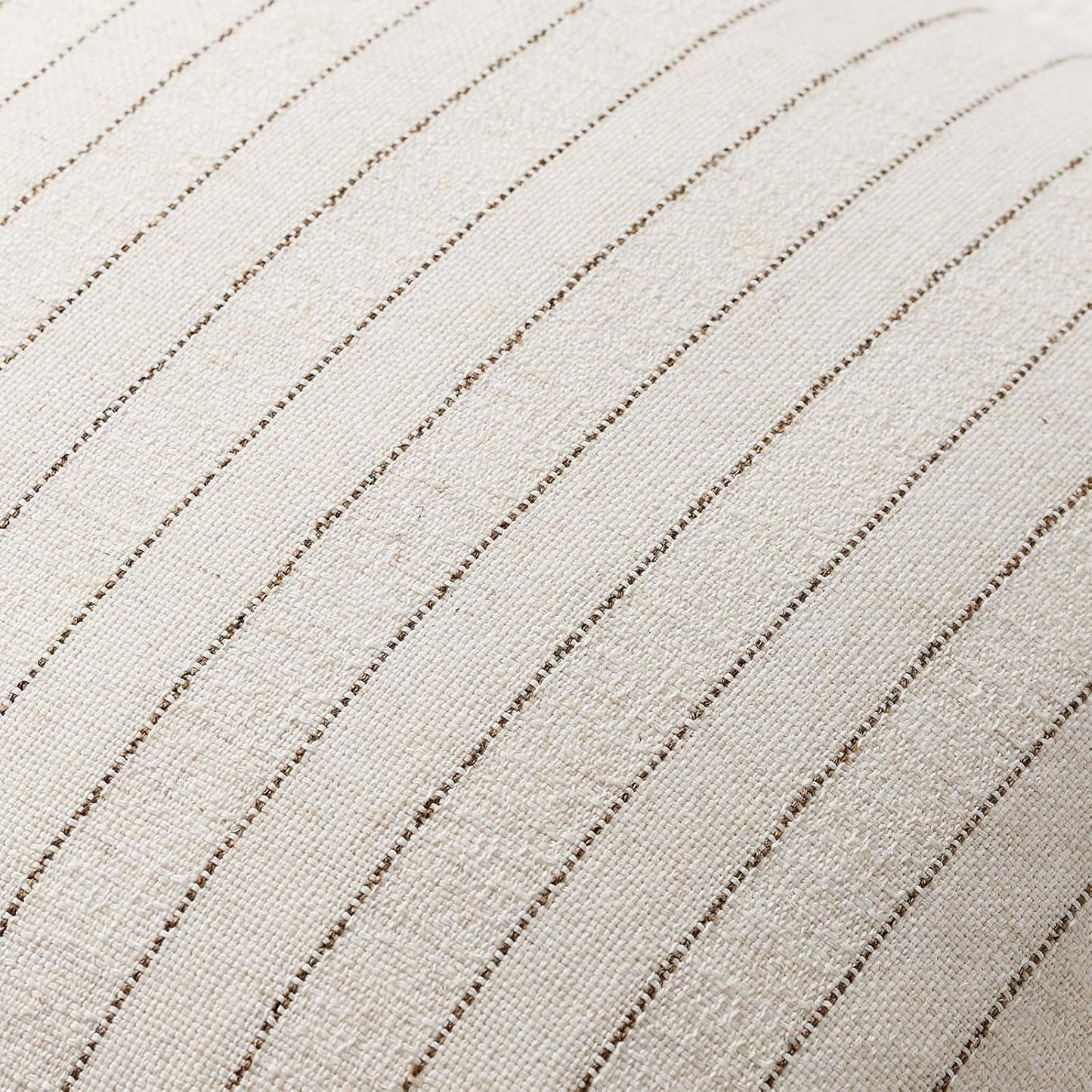 Linen Striped Throw Pillow Covers Neutral Couch Pillow Cases Farmhouse / Brown / 18 x 18 / Set of 2