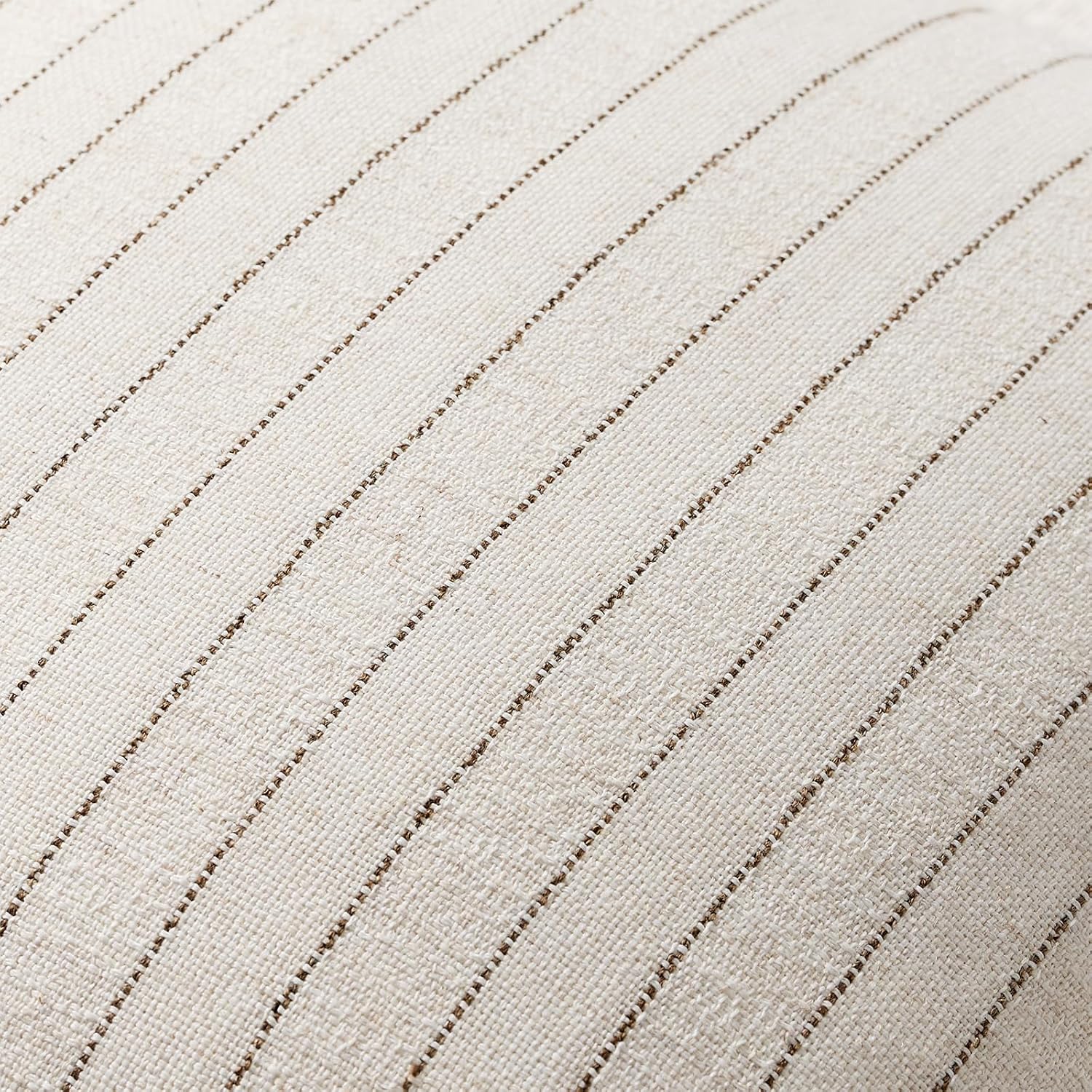Linen Striped Throw Pillow Covers Neutral Couch Pillow Cases Farmhouse / Brown / 18 x 18 / Set of 2
