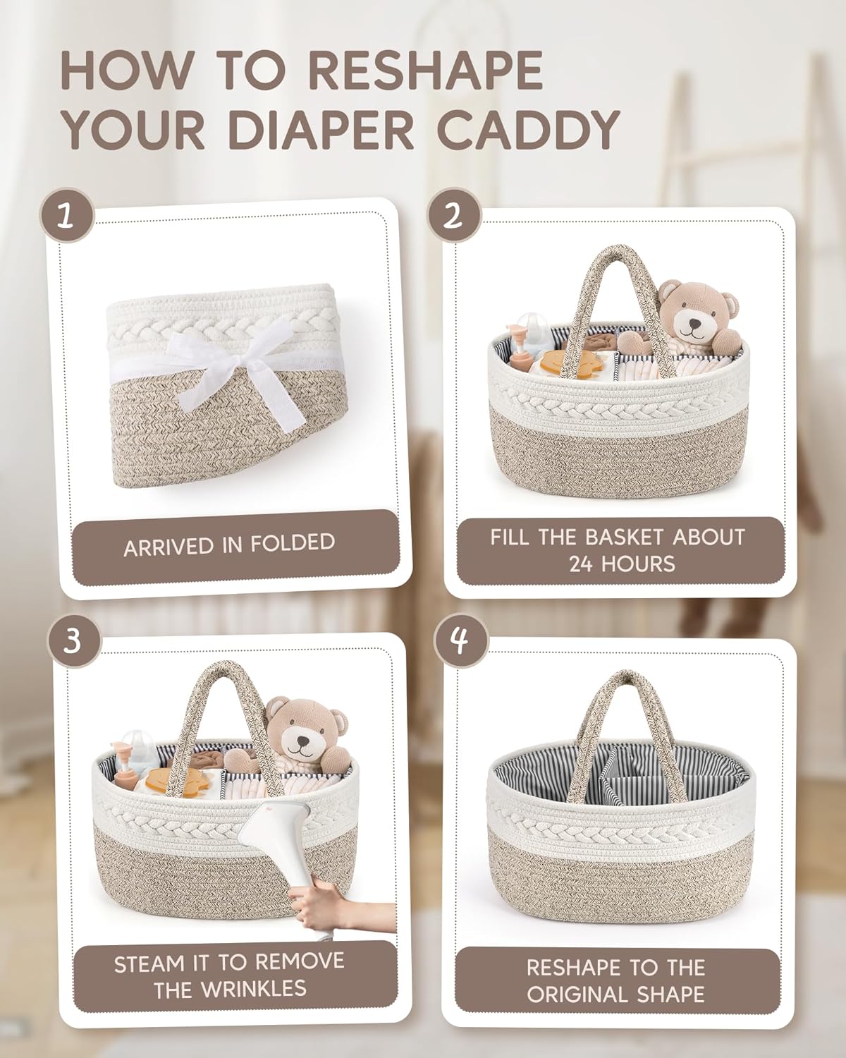 Cotton Rope Baby Gift Basket / Large / Brown