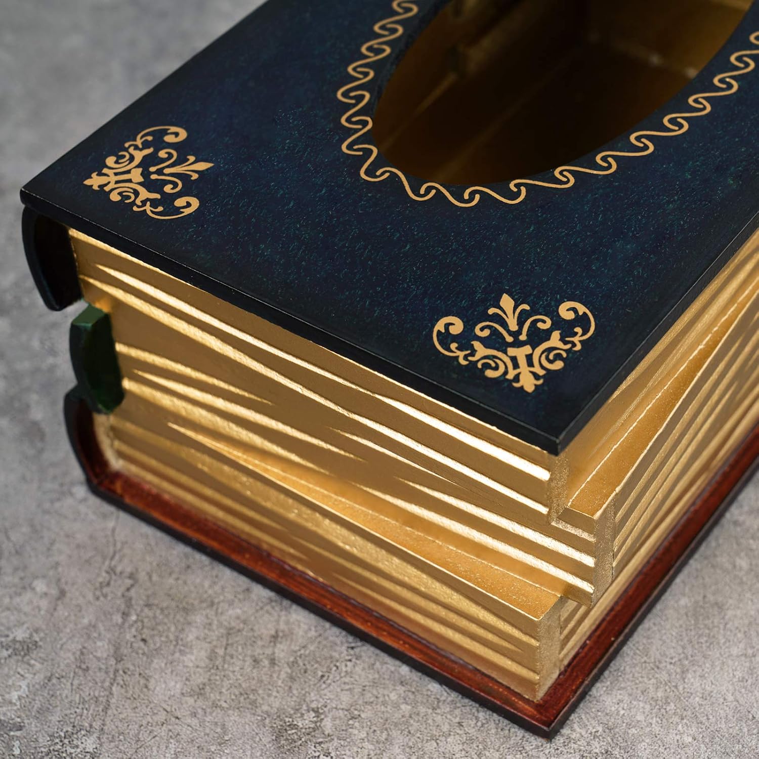 Wood Box Rustic Tissue Holder / Blue