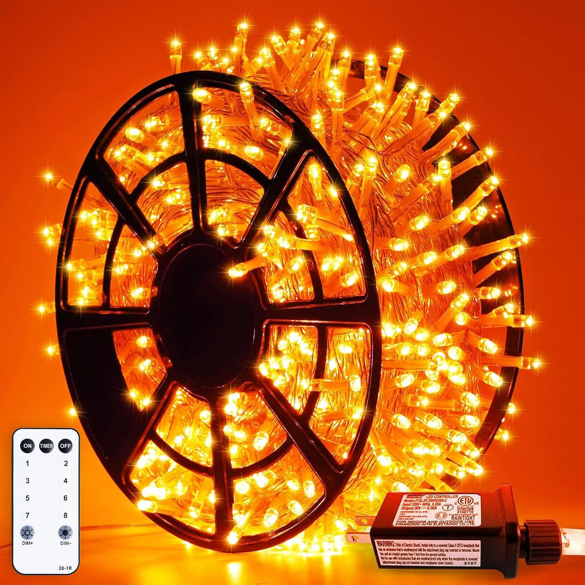JMEXSUSS 163FT 8 Modes 500 LED Orange Halloween Lights Outdoor with Remote