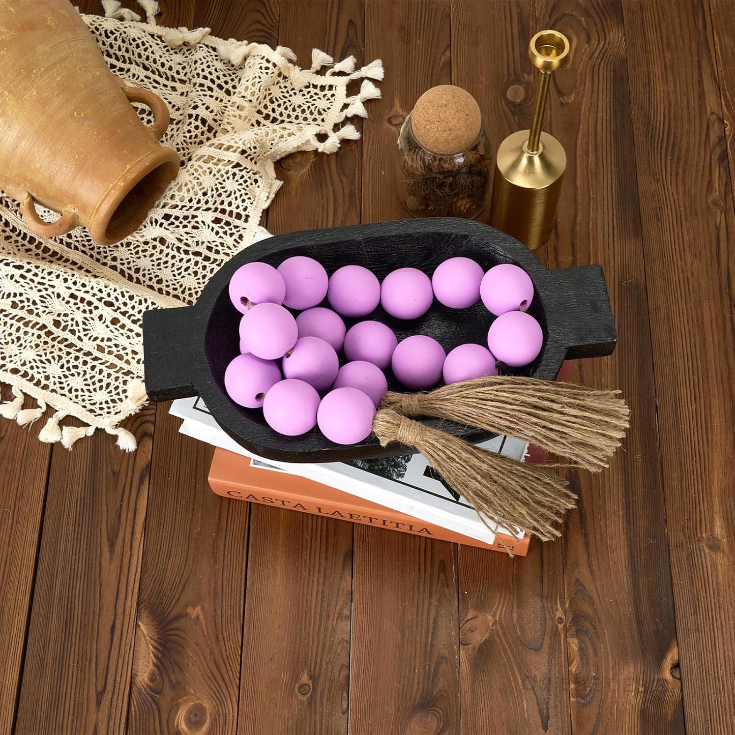 Extra Large Wood Bead Garland Purple / 8 Purple / 41 Inches