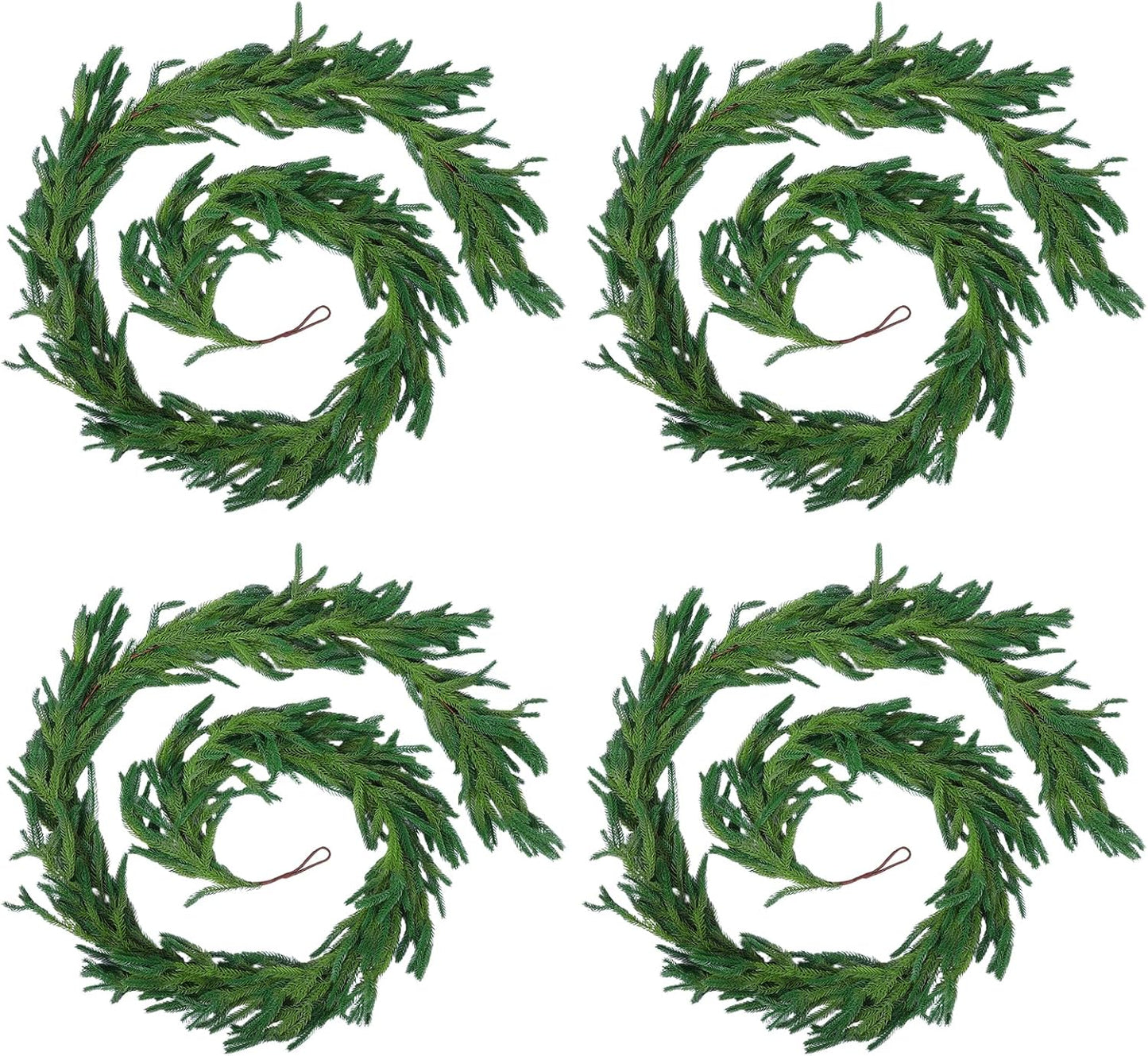 Hananona 4 Pcs 9 Ft Artificial Norfolk Pine Garlands, Realistic Pine Garland, Green Artificial Greenery Garland for