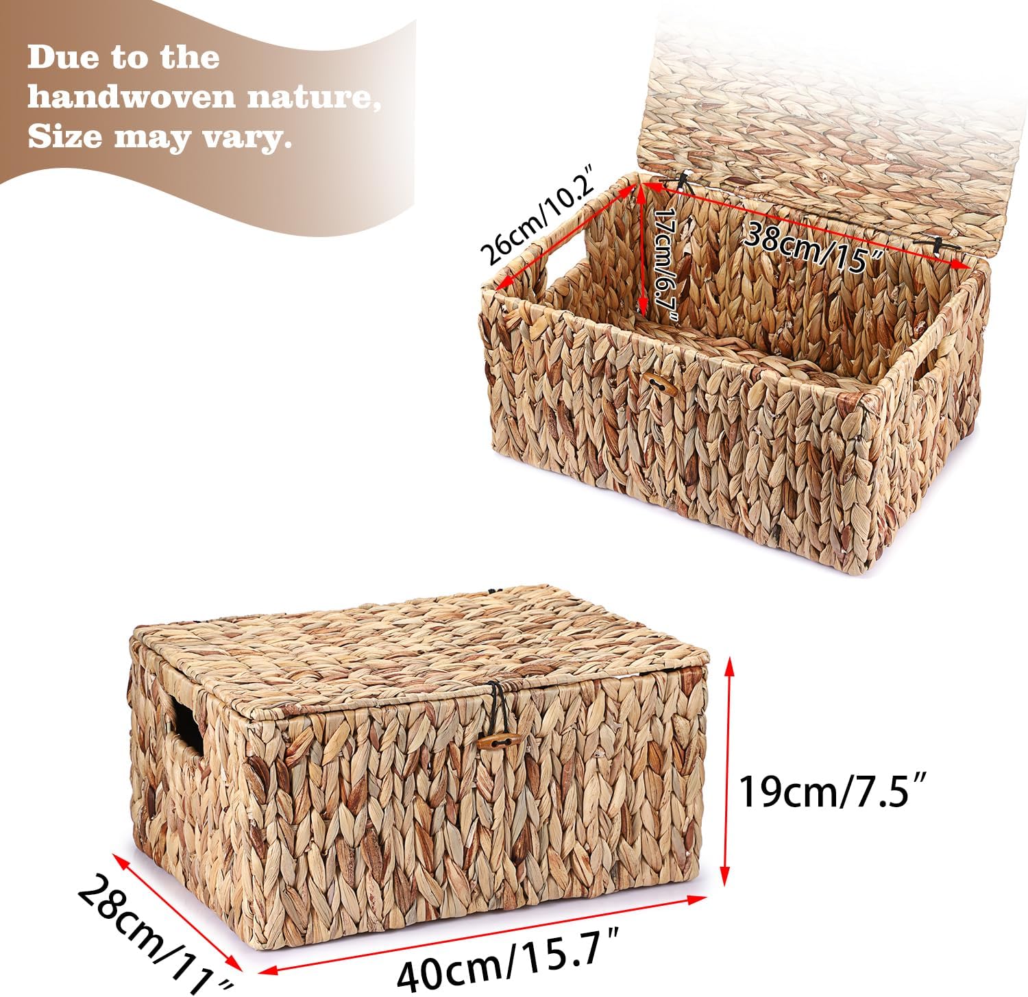 Wicker Storage Basket Bins / 15.7 x 11 x 7.4 / Large / Natural Color