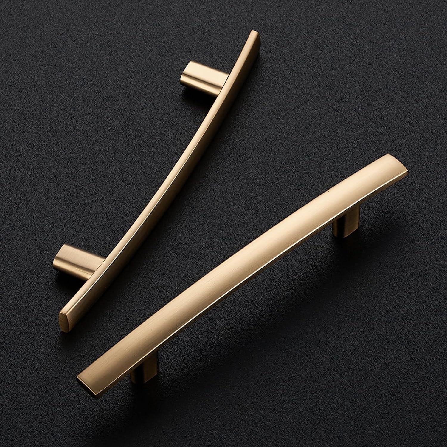 Curved Cabinet Pulls Drawer Pulls / 3.75" Hole Center / Champagne Bronze / Set of 5