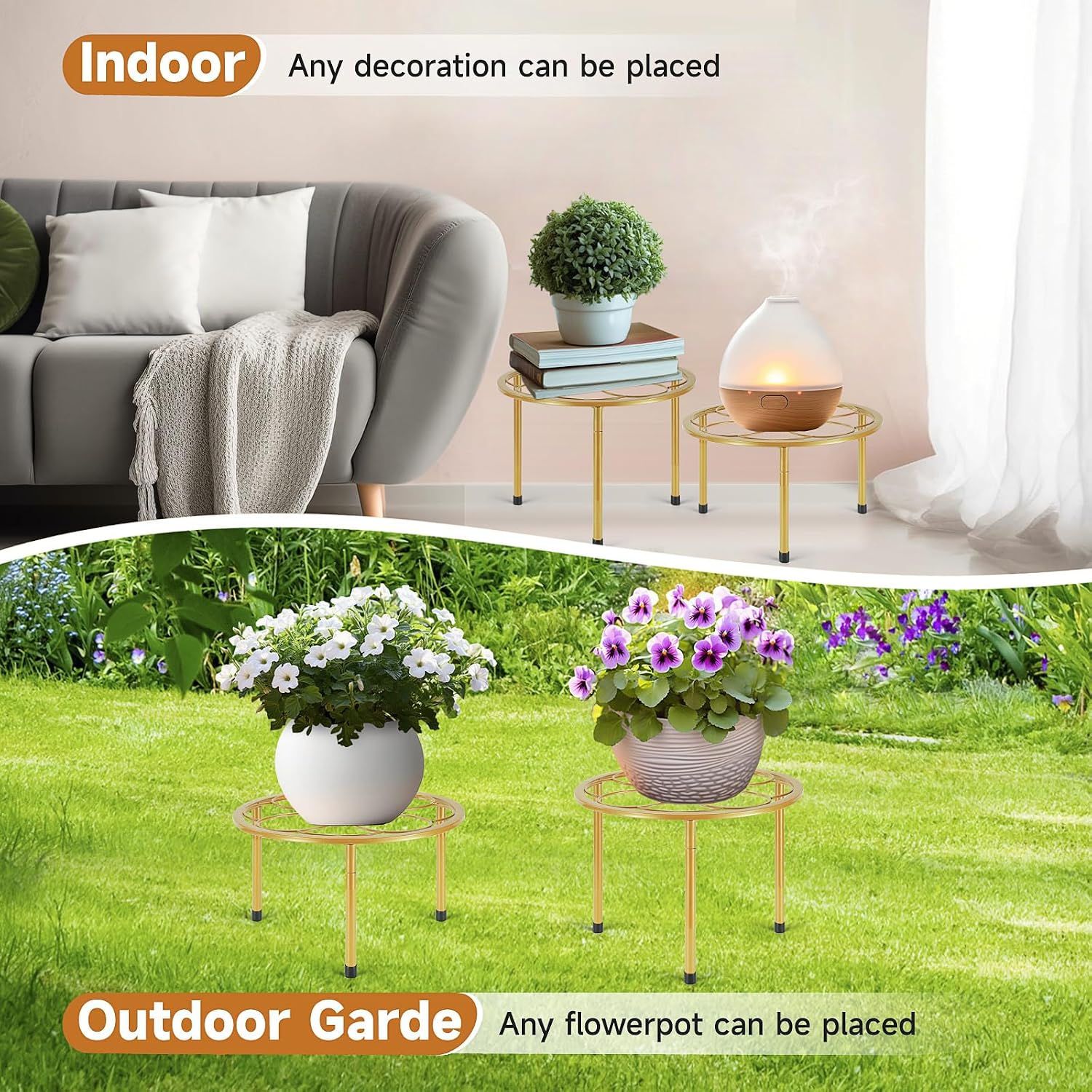 Amaoot 5 Pack Metal Plant Stand, Iron Plant Stands for Indoor and Outdoor | Flower Pot Stands for Multiple Plant, Black