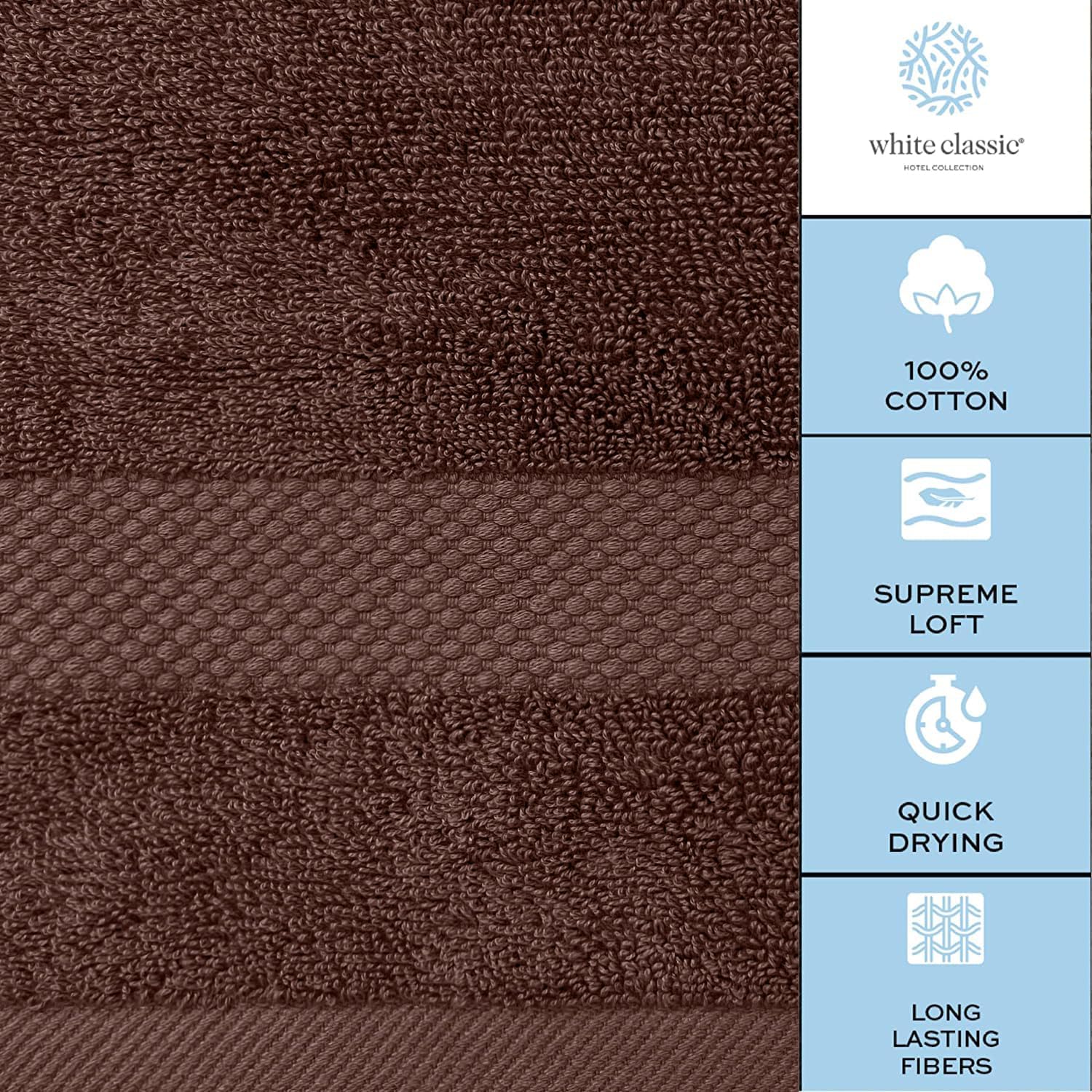 White Classic Luxury Brown Hand Towels - Soft 100% Turkish Cotton | Highly Absorbent Hotel spa Bathroom Towel