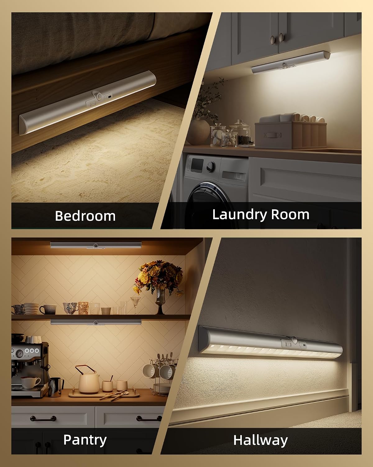 EZVALO 17in LED Motion Sensor Closet Light with Rotatable Sensor | 3600mAh Rechargeable Battery, 180 Lumens, No-Glare
