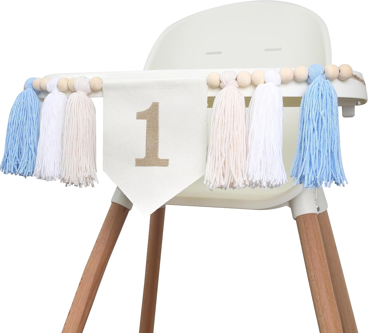 Wood Bead 1st Birthday Banner