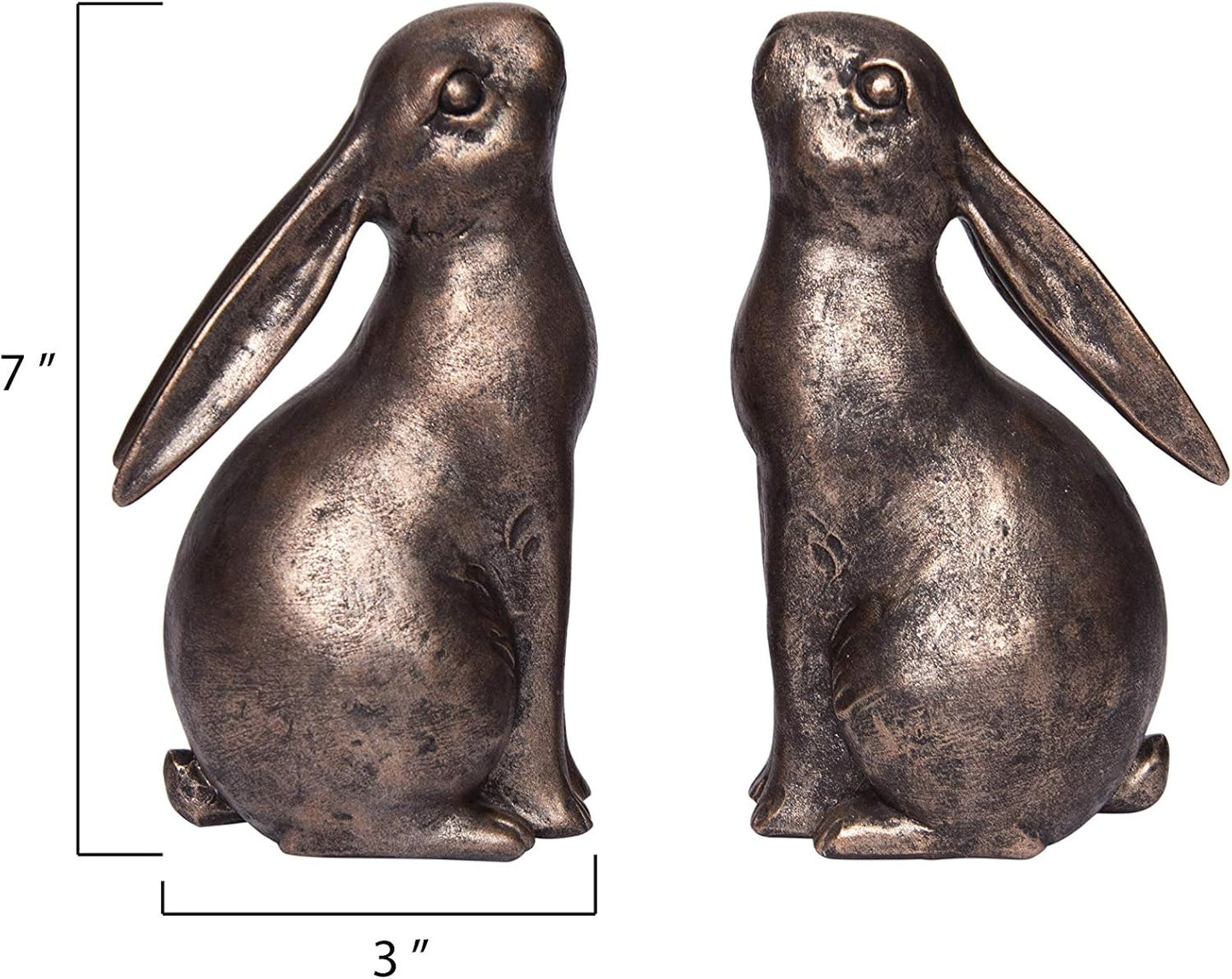 Decorative Resin Rabbit Bookends / Bronze Color