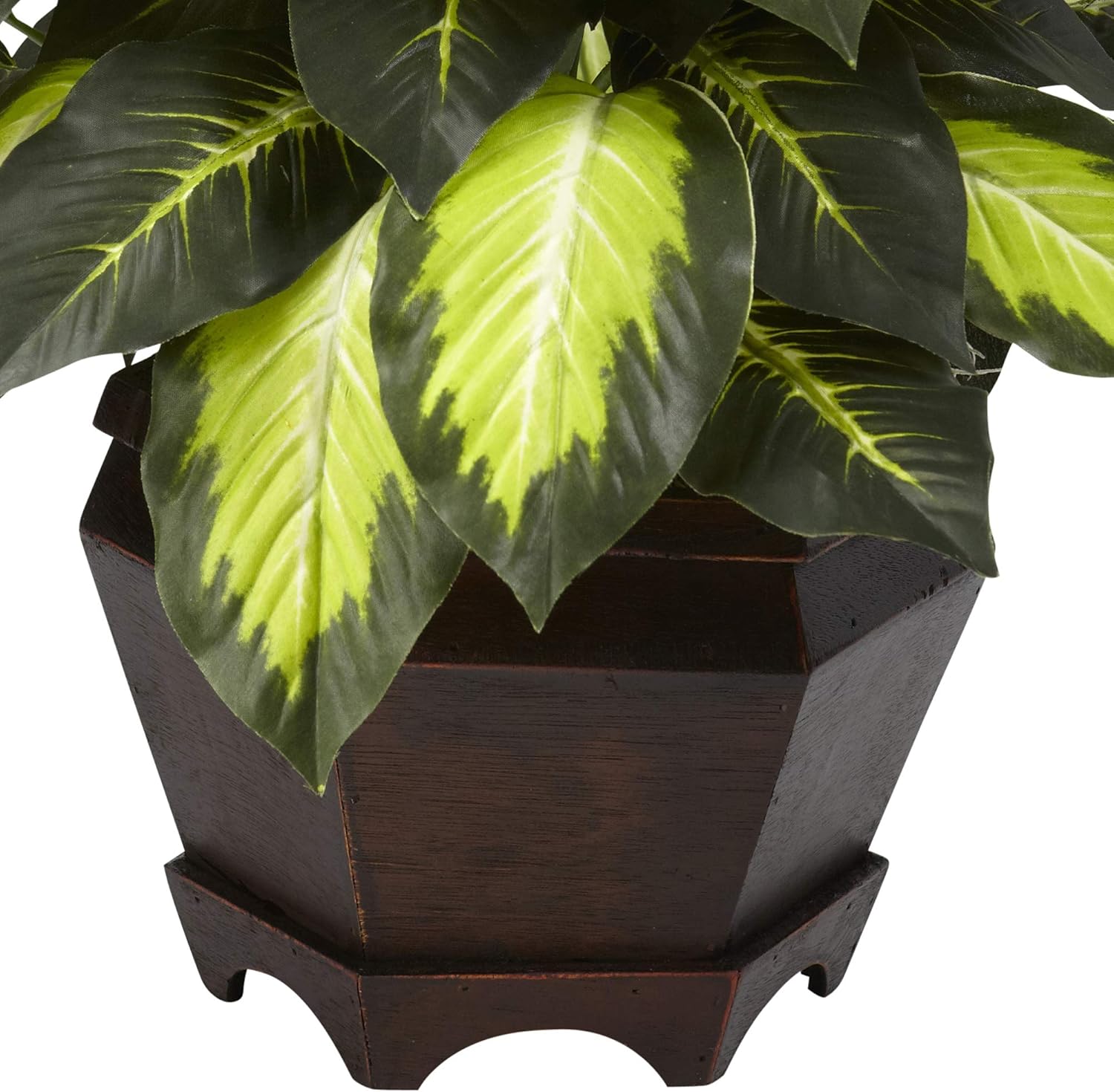 Faux Plant / Decorative Wood Planter / 22 Inch