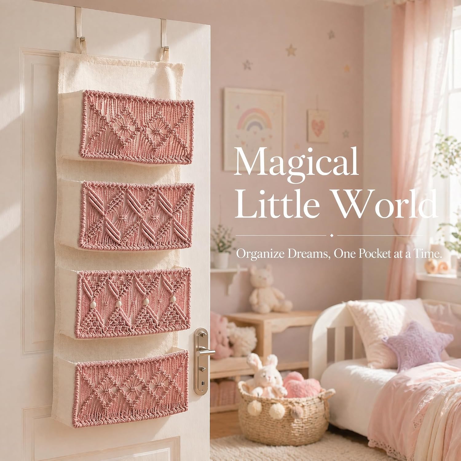 Metal Hooks Included / Pink