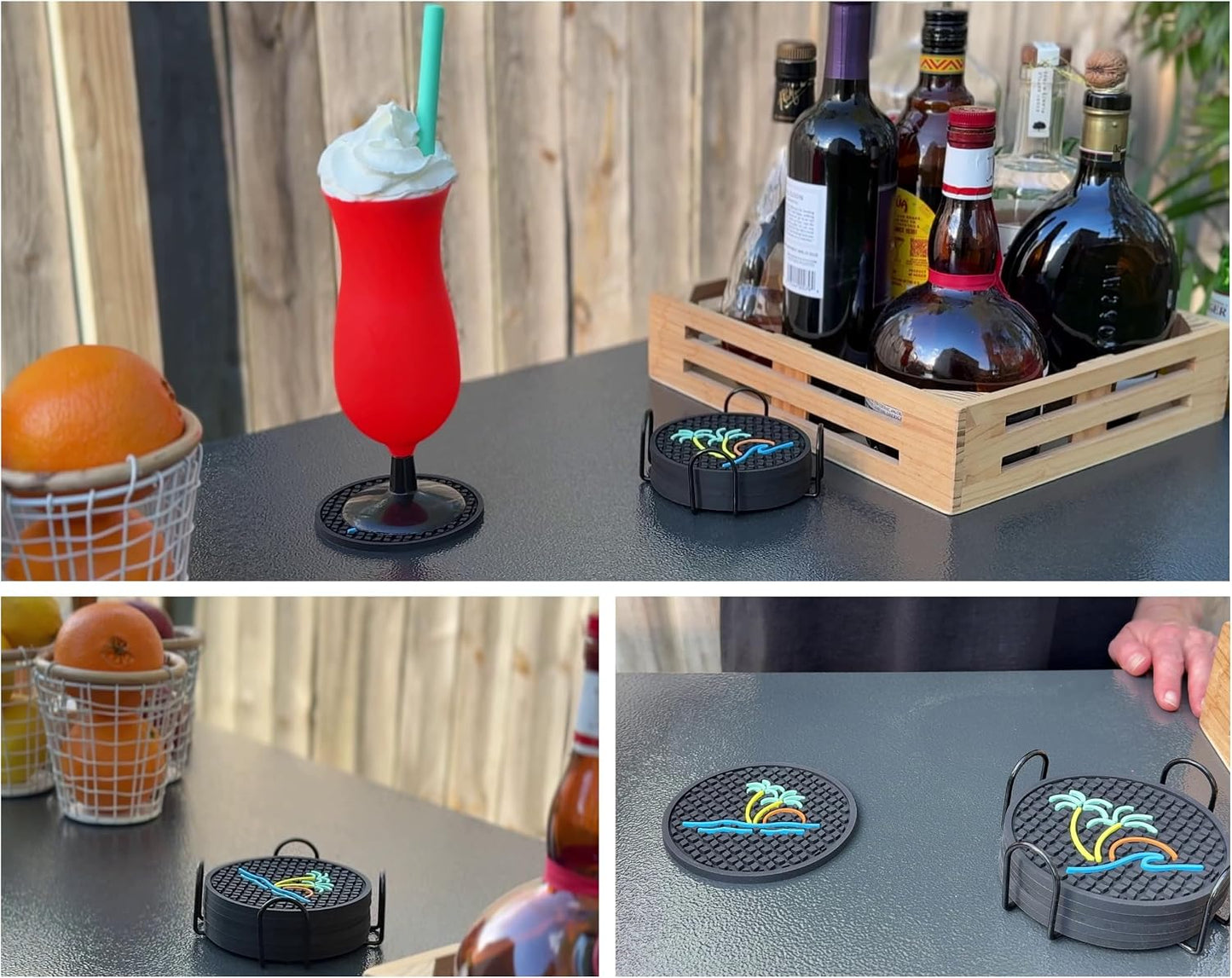 Holder / Coastal Home Decor / Tiki Bar Ocean / Set of 6