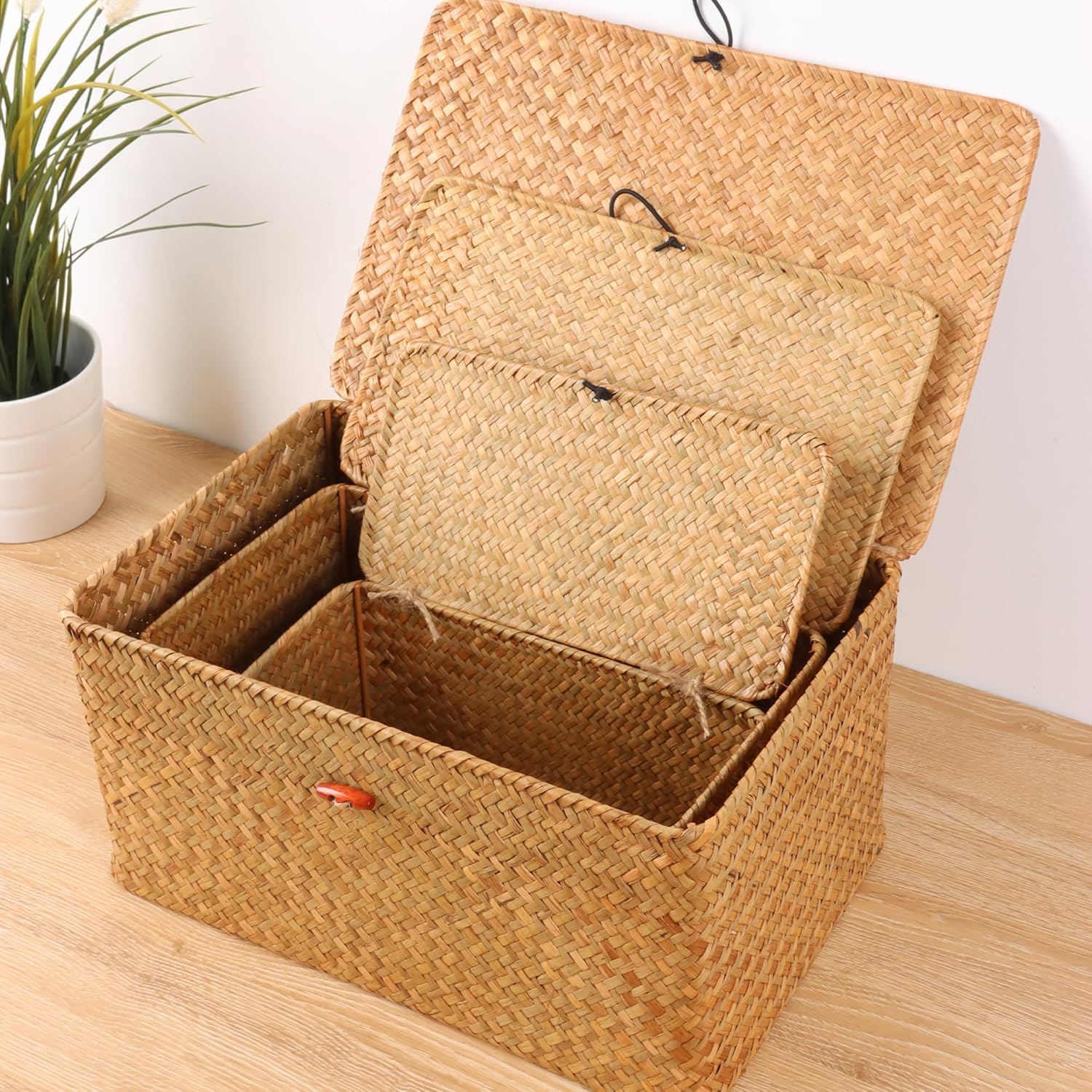 Wicker Shelf Baskets / Natural / Set of 3