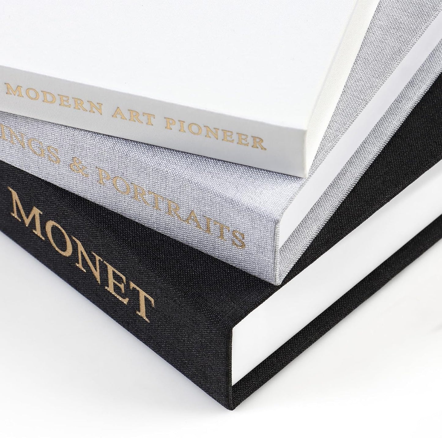 Aesthetic Faux Linen Books Hidden Photo / Black-grey-white / Set of 3