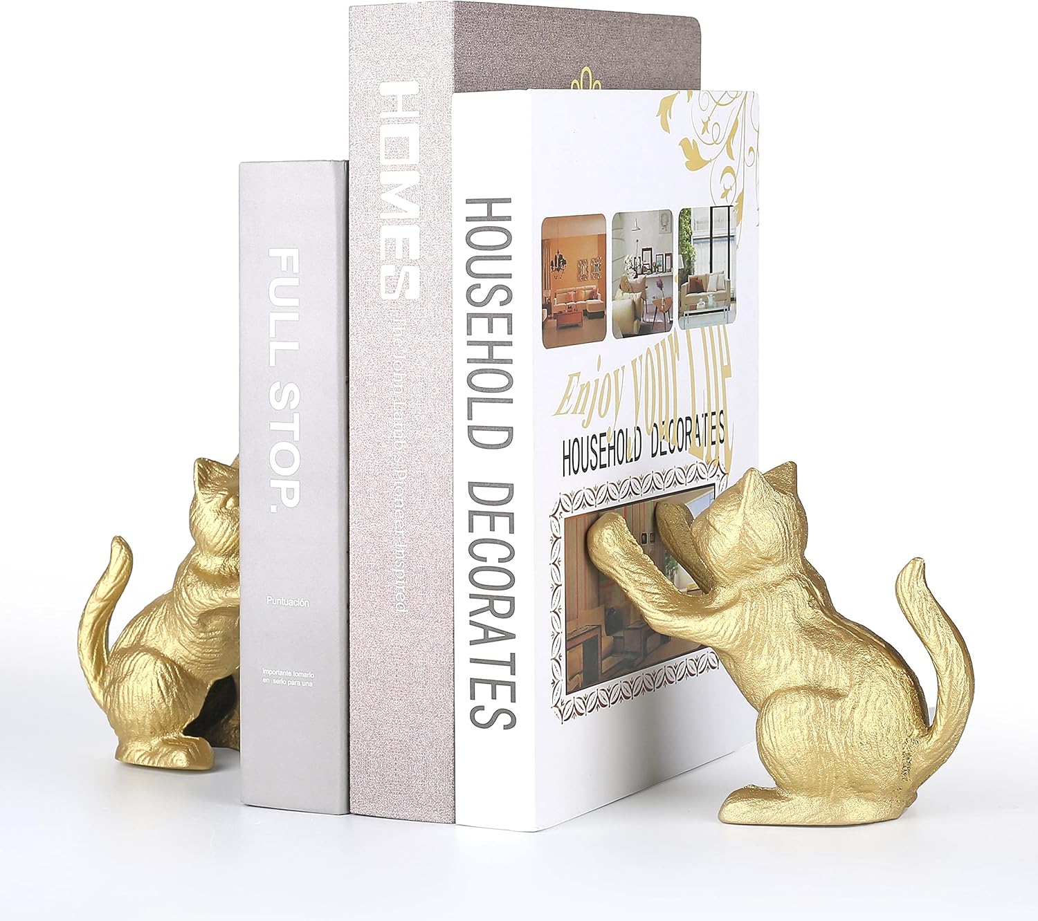 Lucky Cat Decorative Bookend / Gold