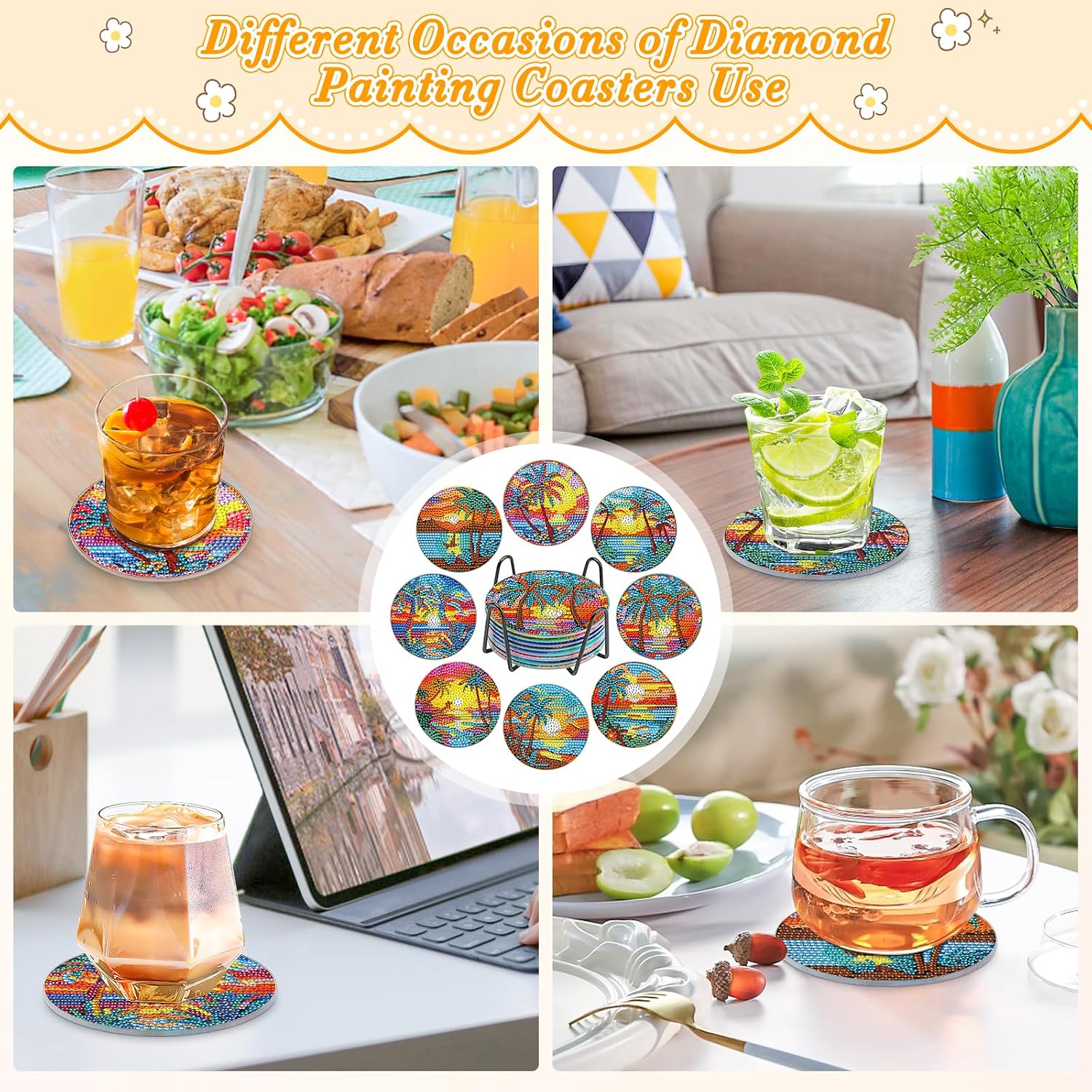 Holder / Diamond Art Coasters / Landscape / Set of 8