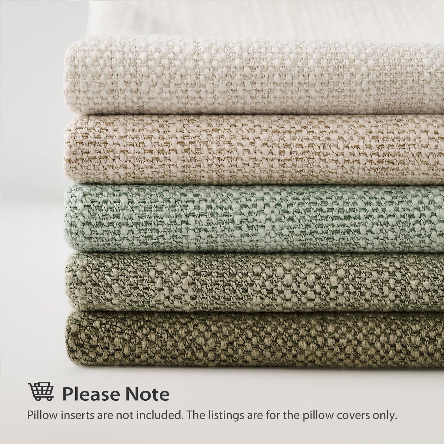 Linen Look Decorative Throw Cushion Covers / Dark Sage / 18 x 18 / Set of 2