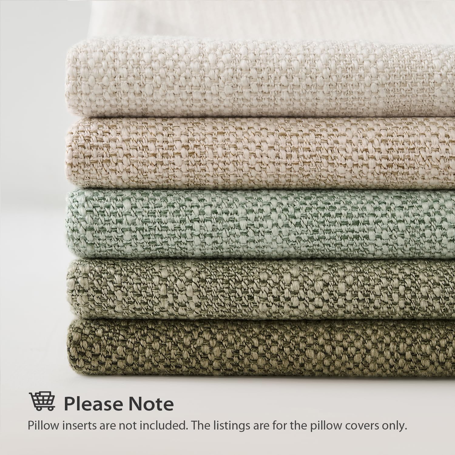 Linen Look Decorative Throw Cushion Covers / Dark Sage / 18 x 18 / Set of 2