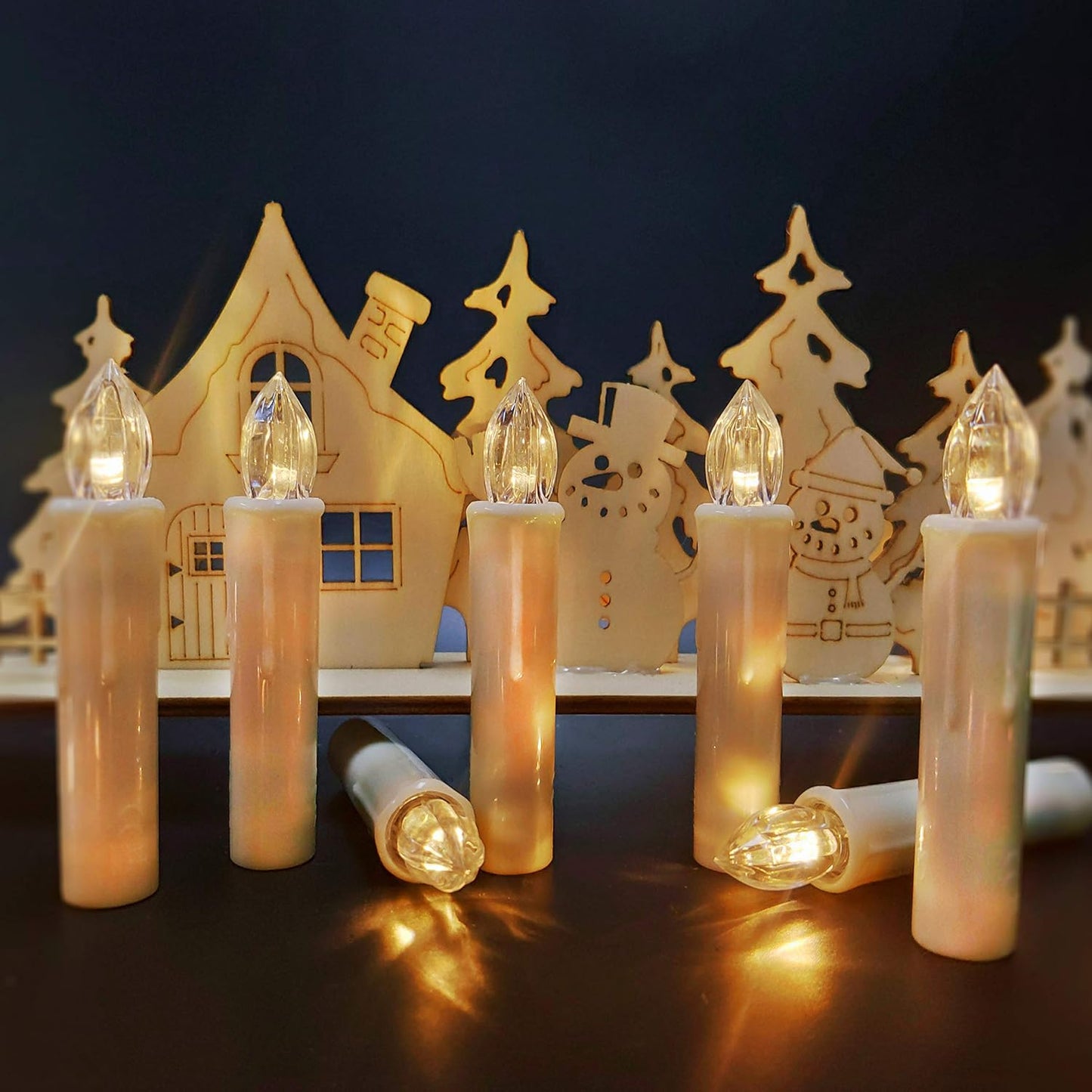 10 PCS LED Window Flameless Taper Candle, Battery Operated Christmas Tree Candle Lights with Remote Timer, Flickering