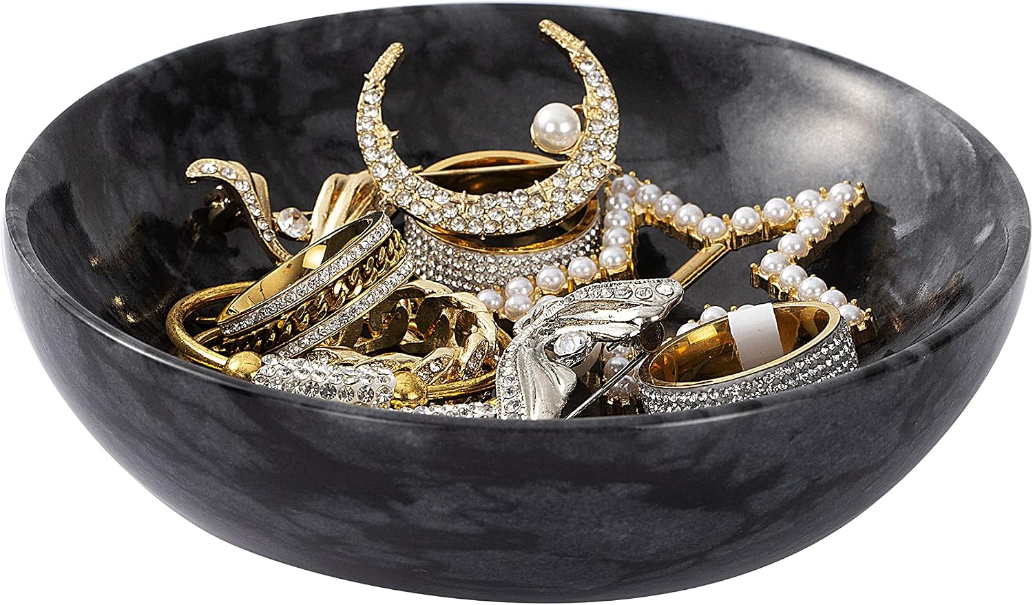 Rings Holder / Marble Jewelry Dish / Black