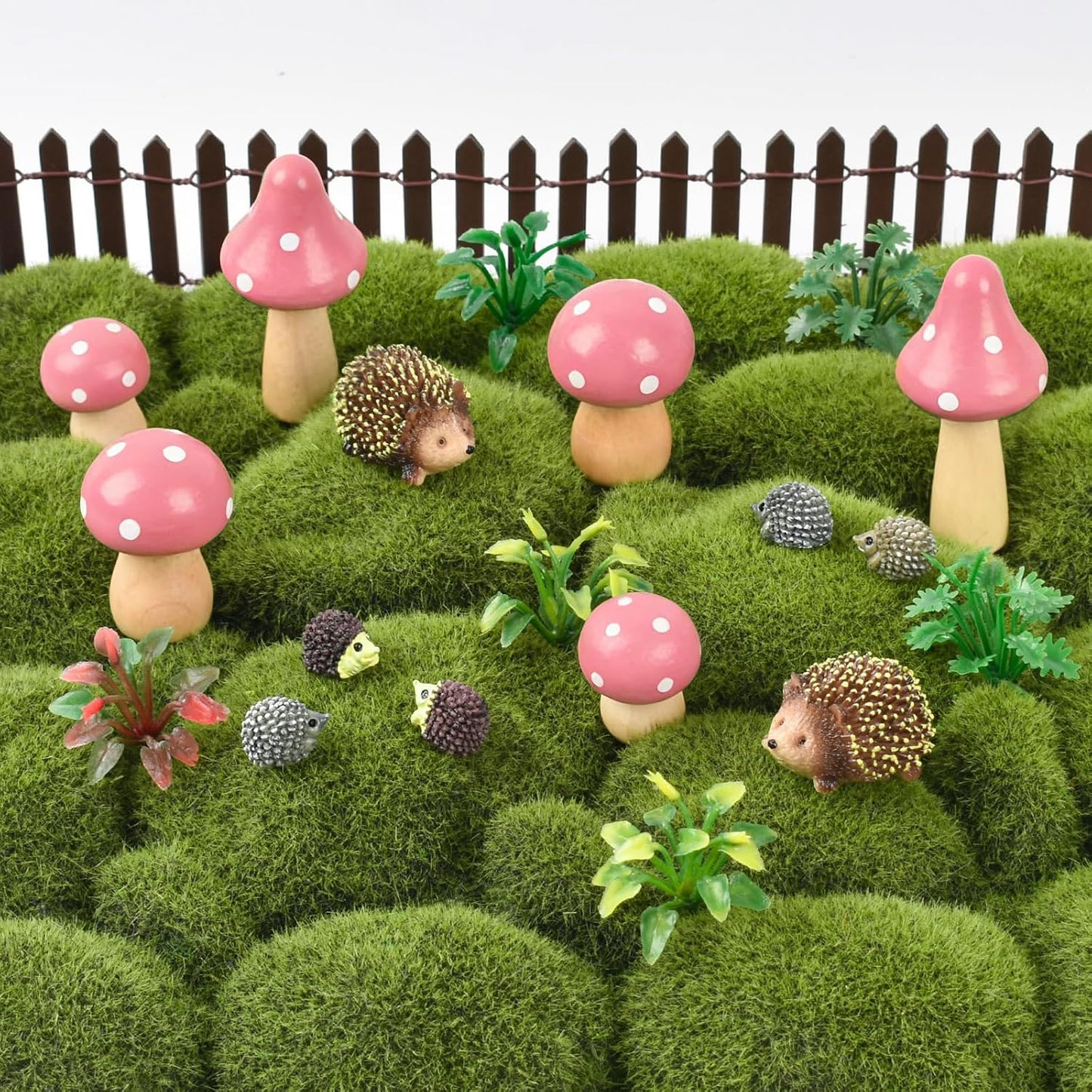 Mini Wooden Mushrooms Fairy Garden Accessories for Miniature Garden Flower Pots / Set of 6