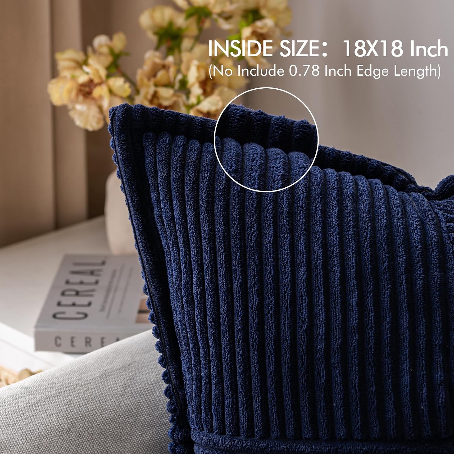 Decorative Throw Pillow Covers / 18 x 18 / Navy Blue / Set of 2