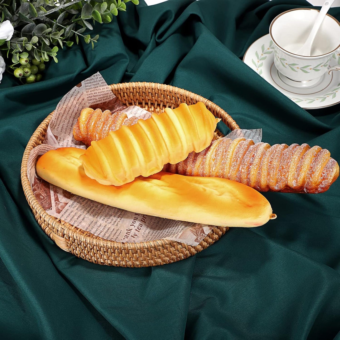 10" Round Rattan Serving Tray / Natural / Set of 10