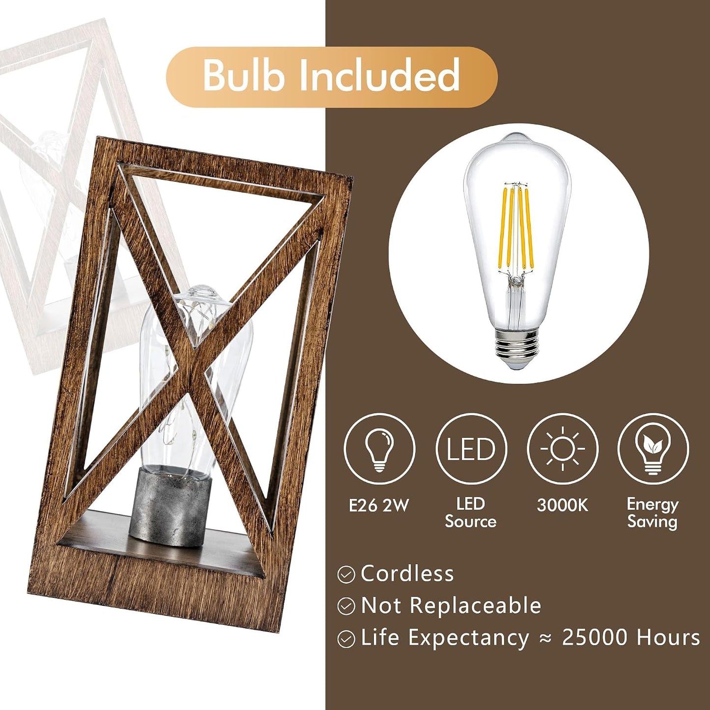 WINGBO 2 Pack Retro Battery Powered Table Lamps, Battery Operated Cordless Lamp Set, Portable Nightlight Decorative
