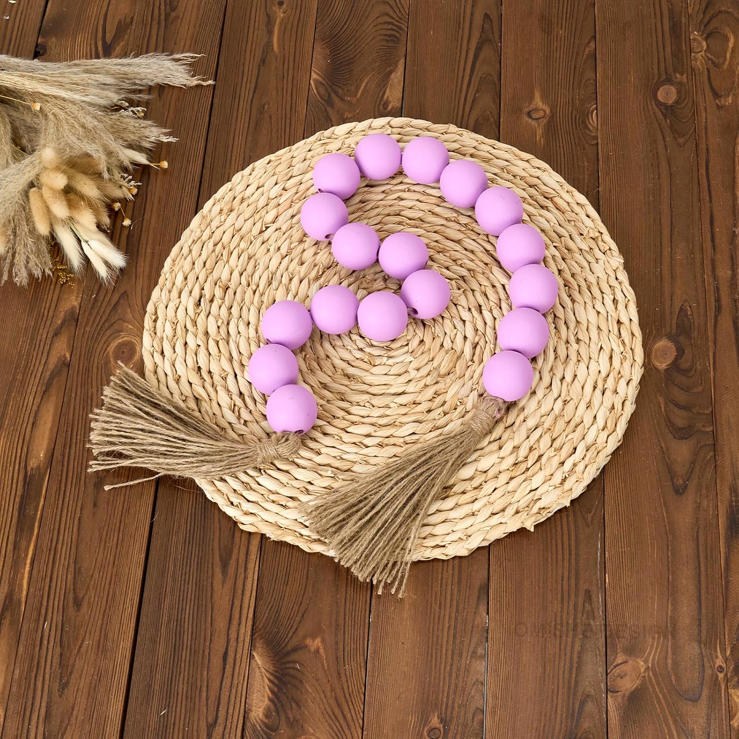 Extra Large Wood Bead Garland Purple / 8 Purple / 41 Inches