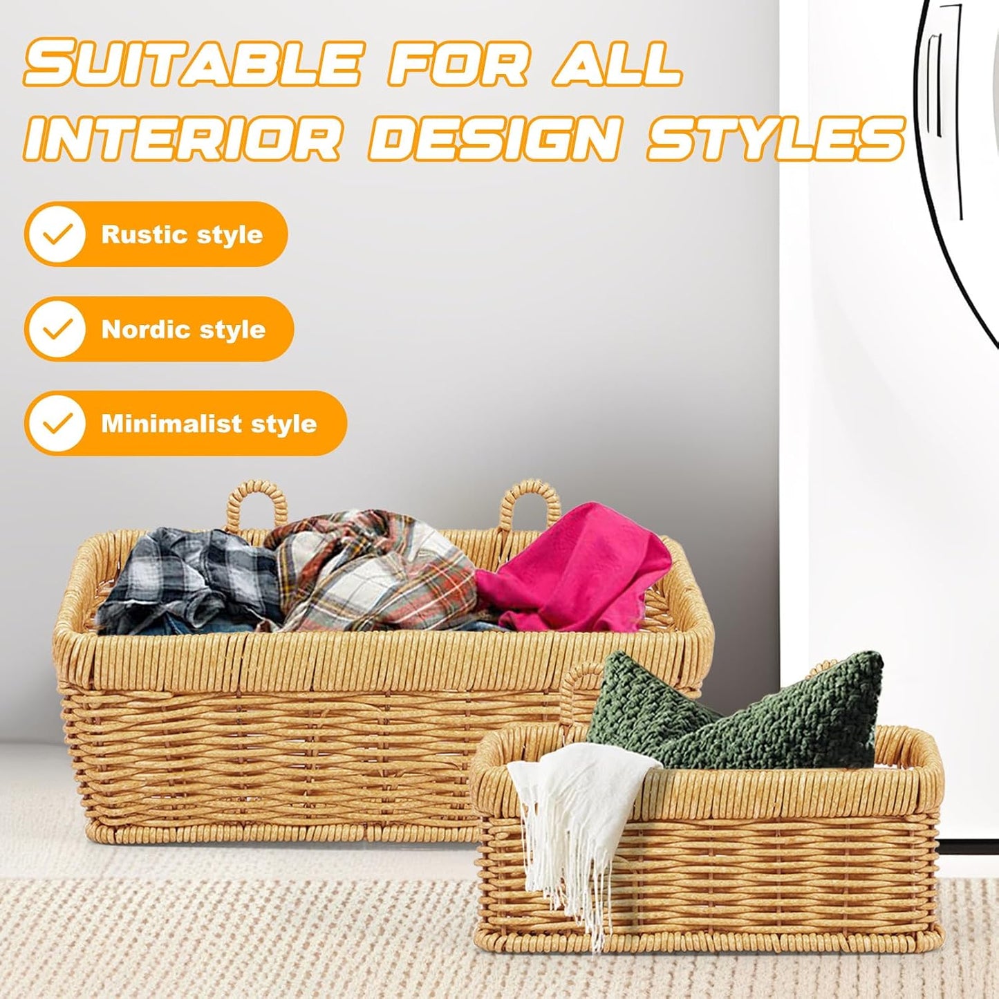 Woven Storage Hanging Basket / Set of 2