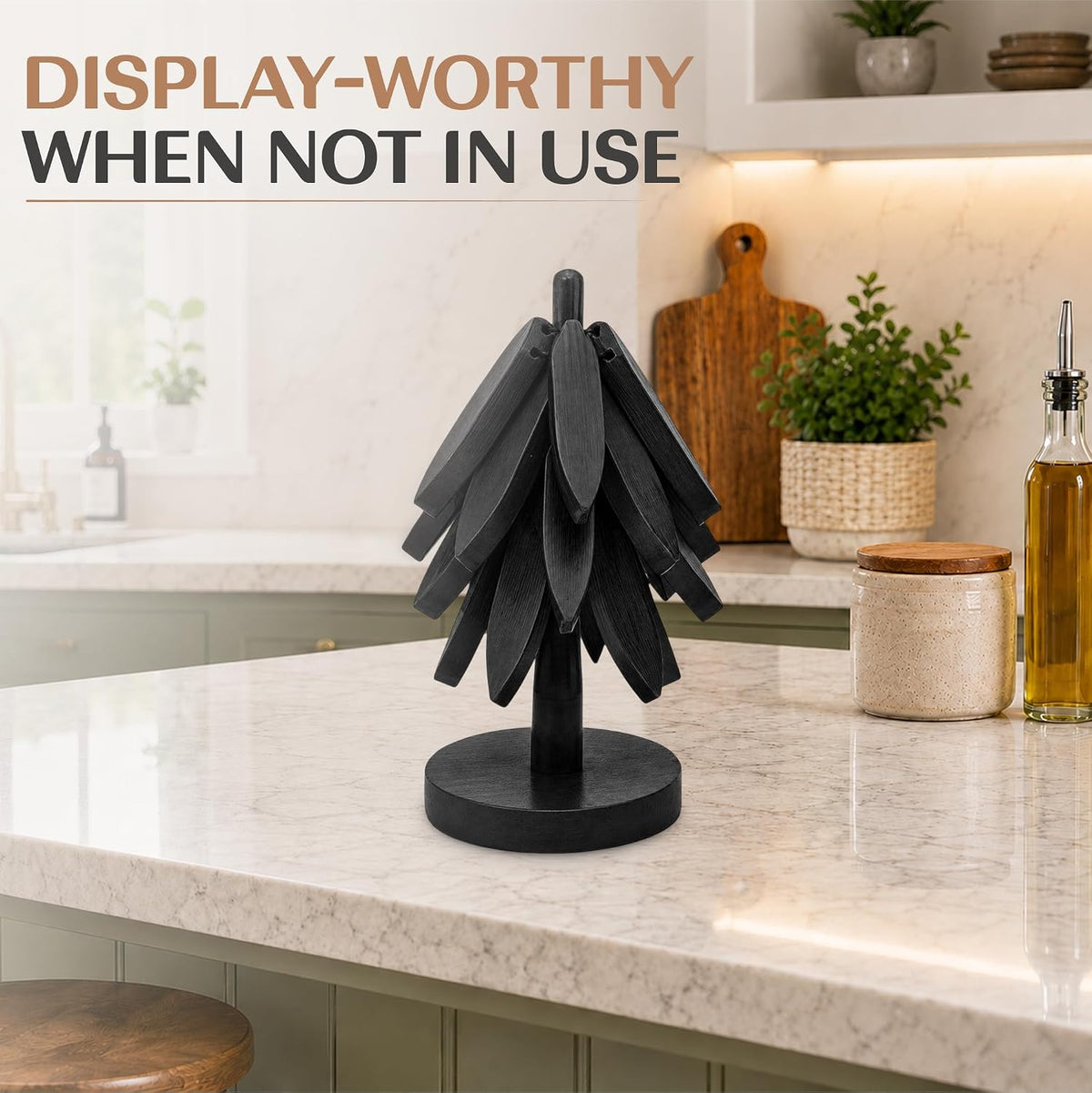 Tree Shaped Wooden Trivets for Hot Dishes, Pots & Pans - Hot Pads | Heat-resistant countertop protection, compact