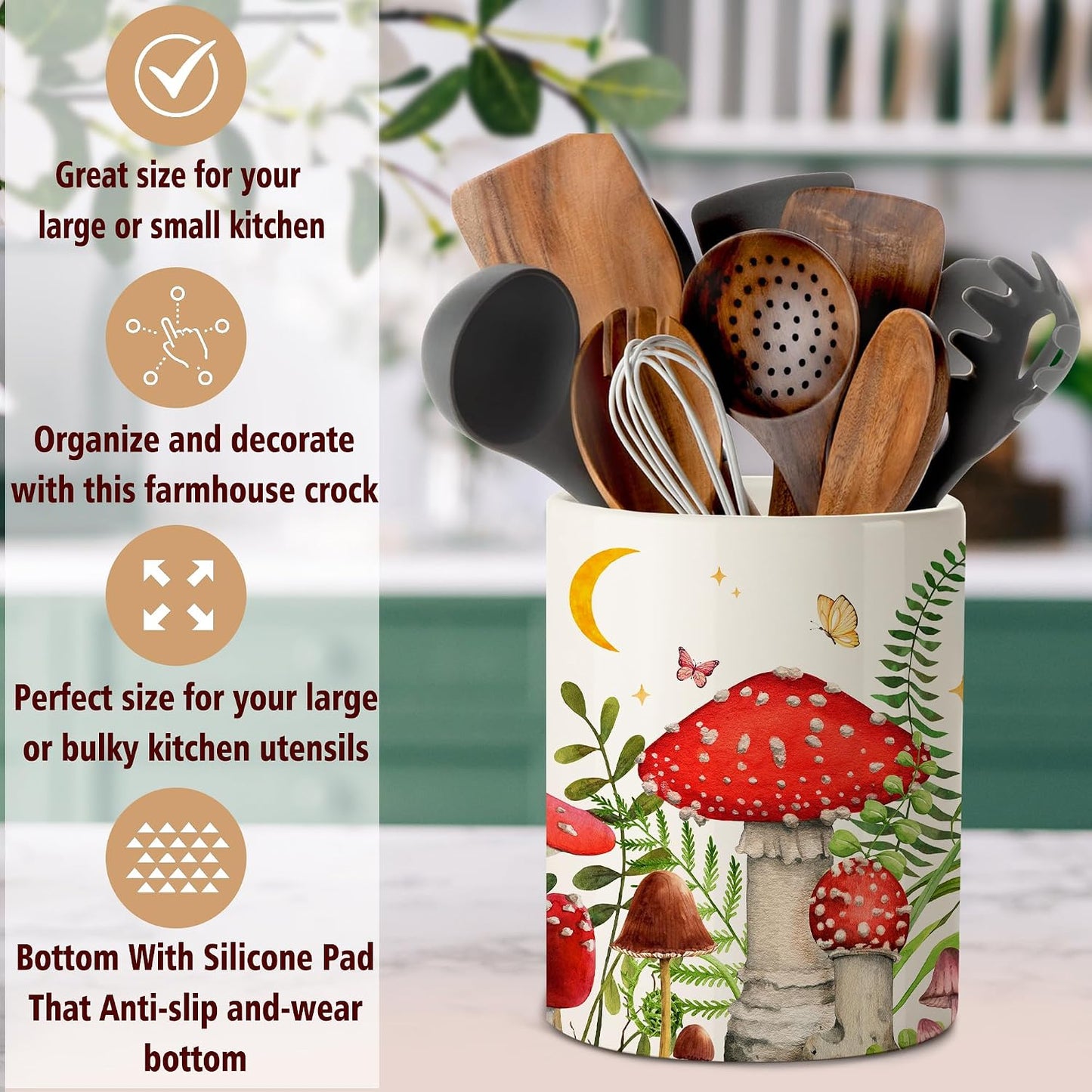 Mushroom Kitchen Decor Ceramic Utensil Holder / Mushroom02