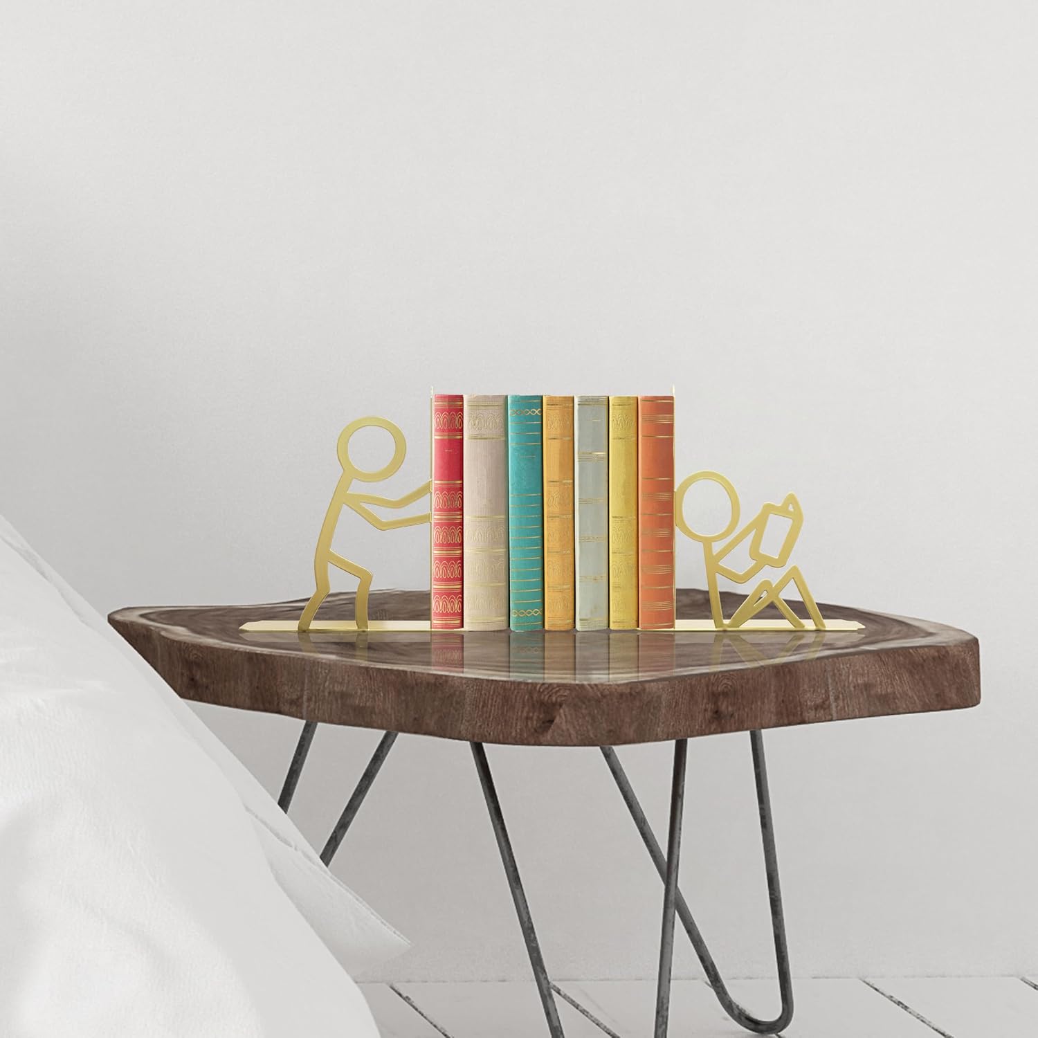 Metal Unique Office Desk Bookends Decorative Book Ends Reading Decor Bookshelf Decor / Gold