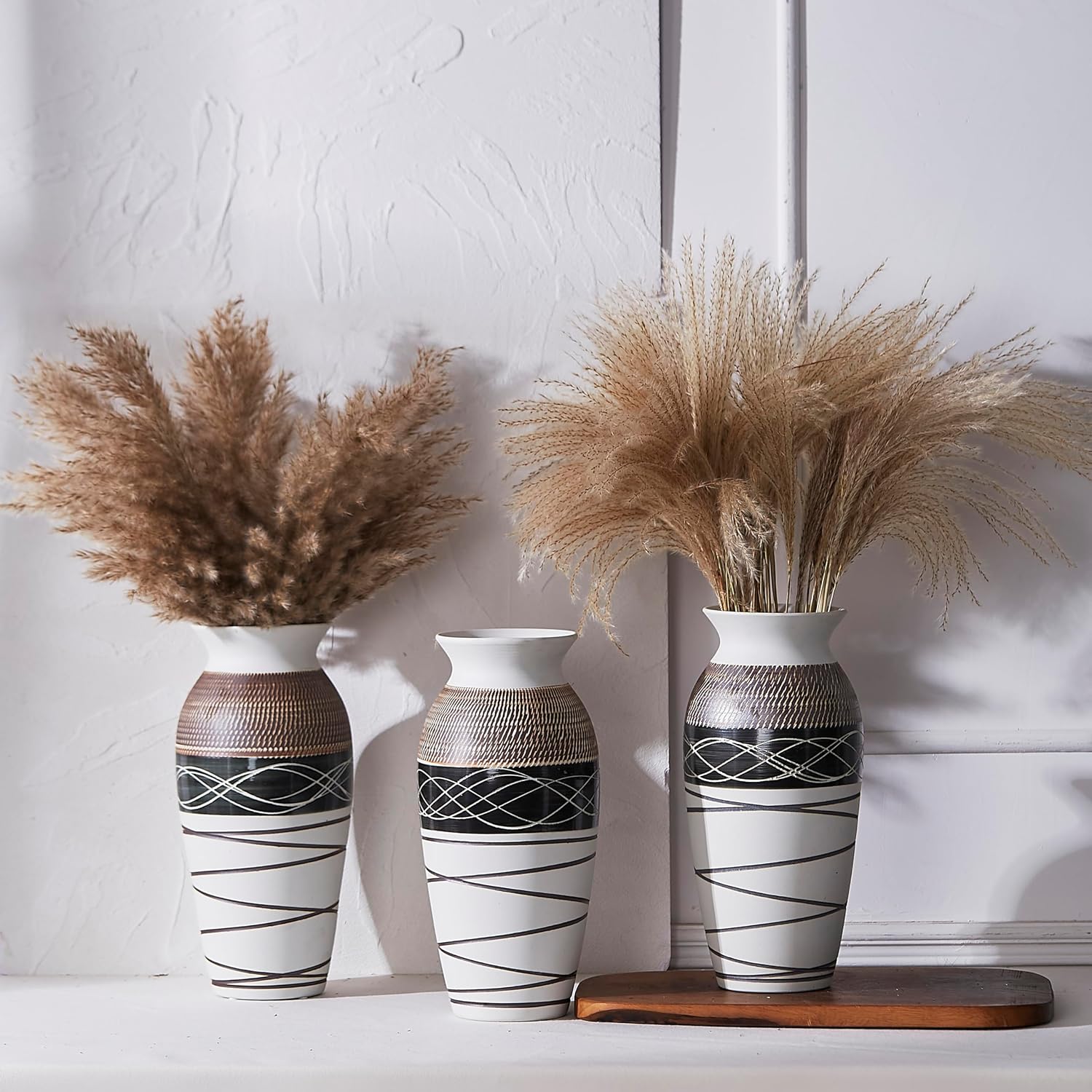 Home Decor Tall Boho Textured Vases / Style 1 / 12.6