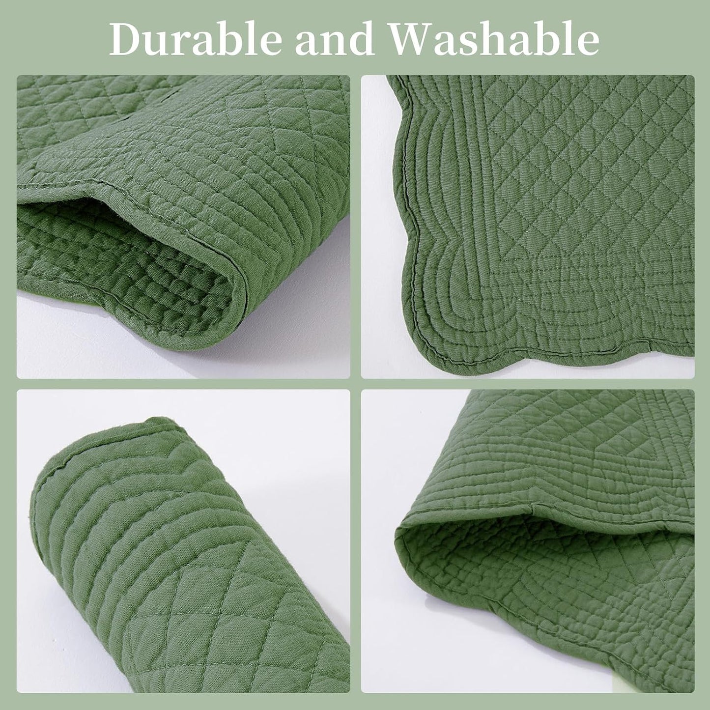 100% Cotton Quilted Placemats Set of 6,Washable Cloth Table Placemats for Kitchen & Dining Table