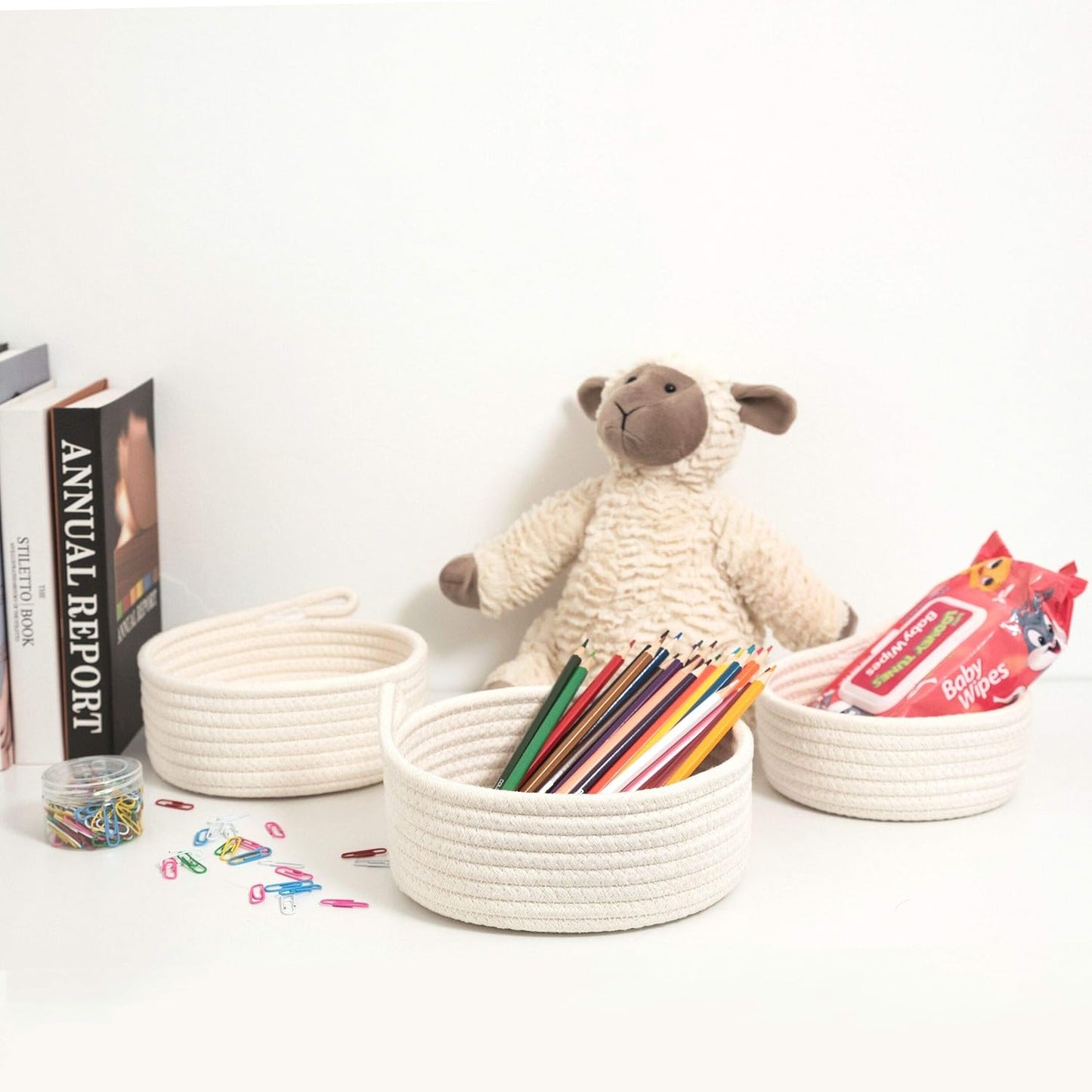 Small Catch All Basket / Natural White / Set of 3